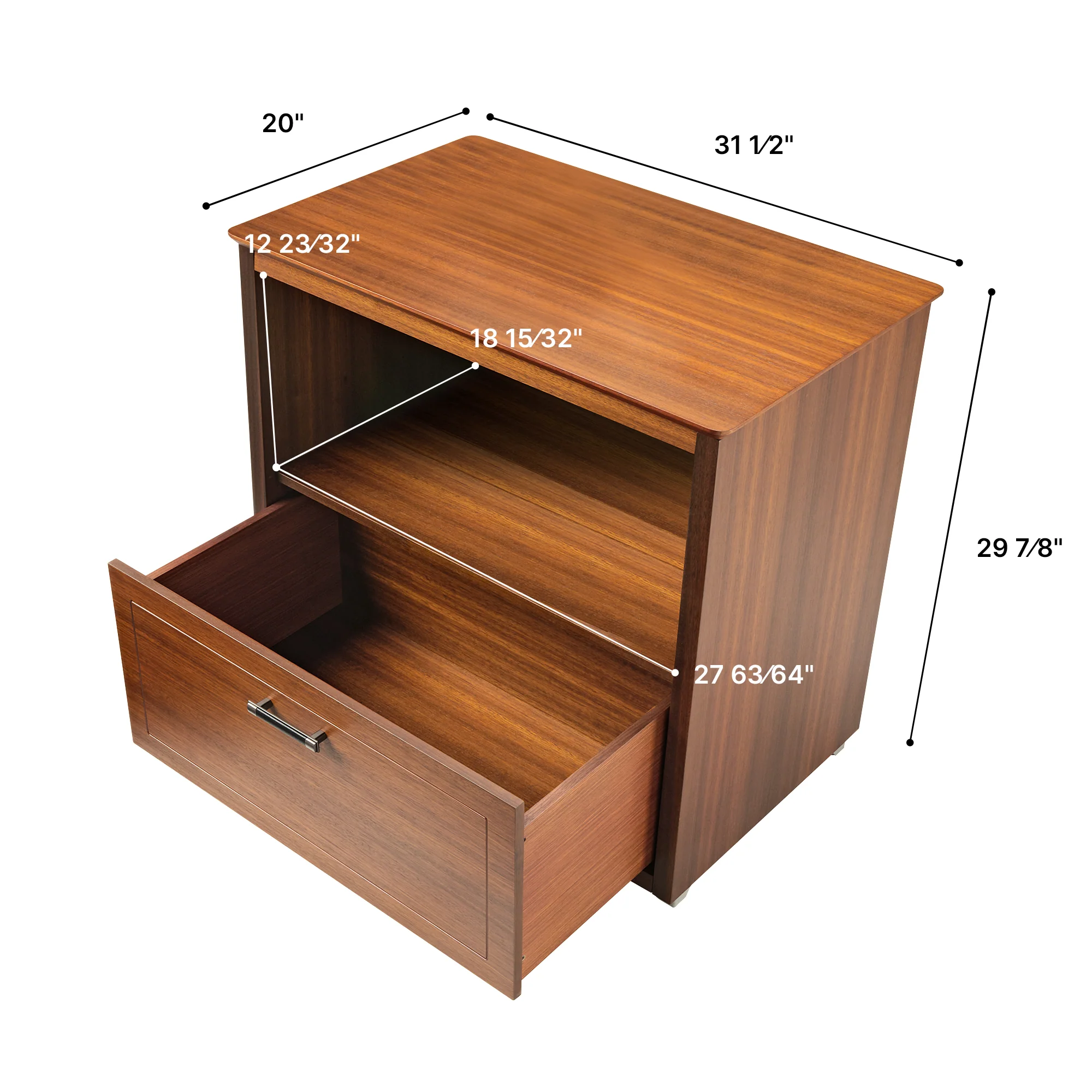 29'' Display File Storage Cabinet, Dark Walnut - Image 9