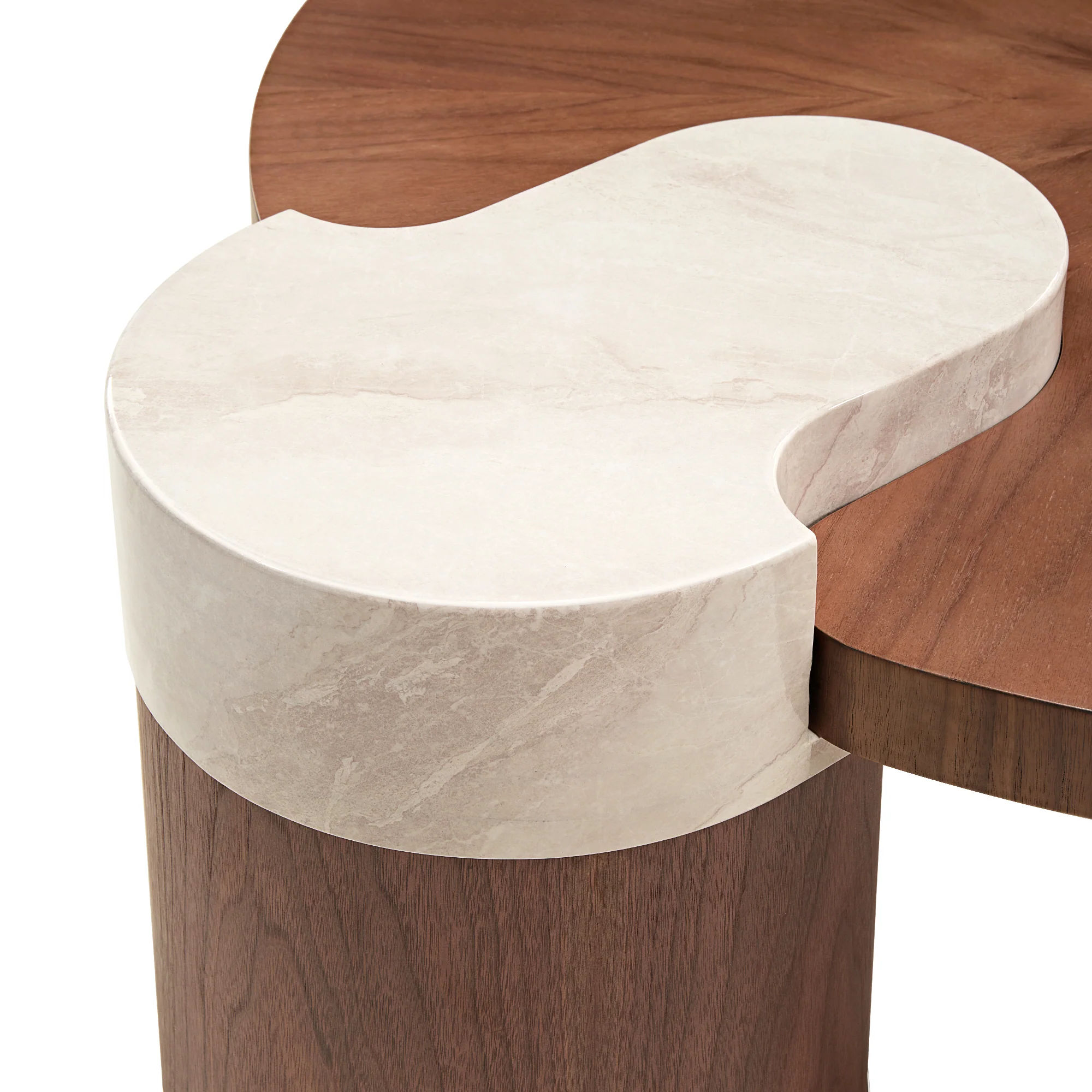 41" Irregular Round Solid Wood Walnut Coffee Table - Image 10