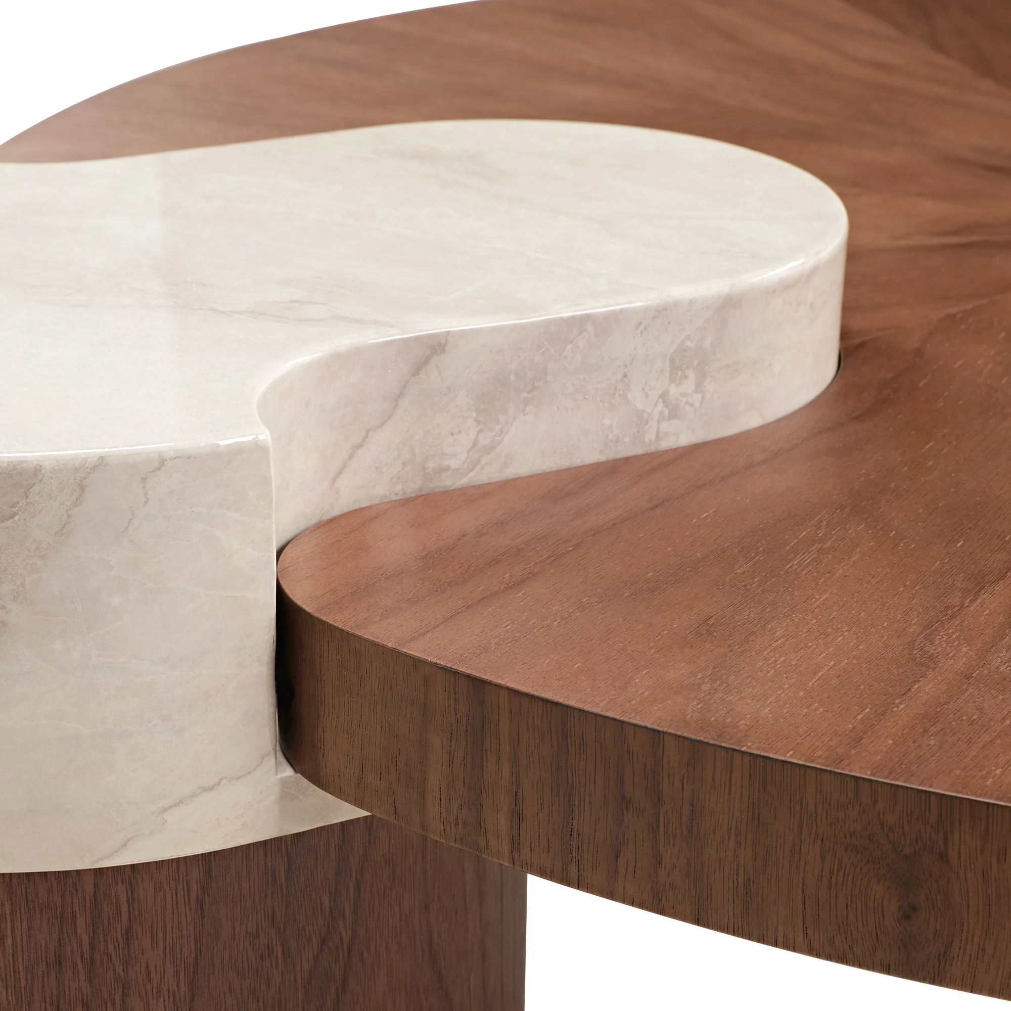 41" Irregular Round Solid Wood Walnut Coffee Table - Image 5