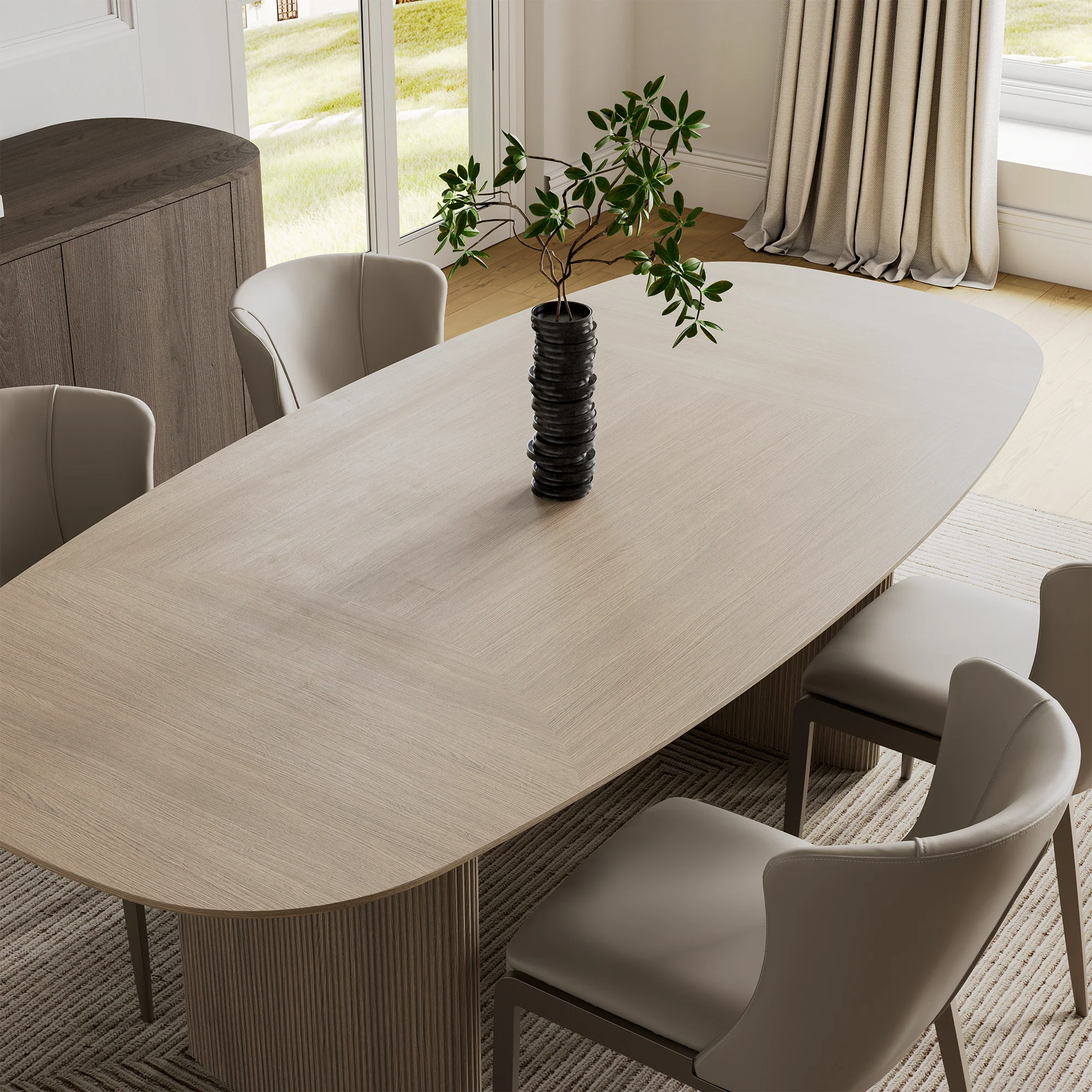 Stella, 86.06" Oval Dining Table, Gray - Image 3