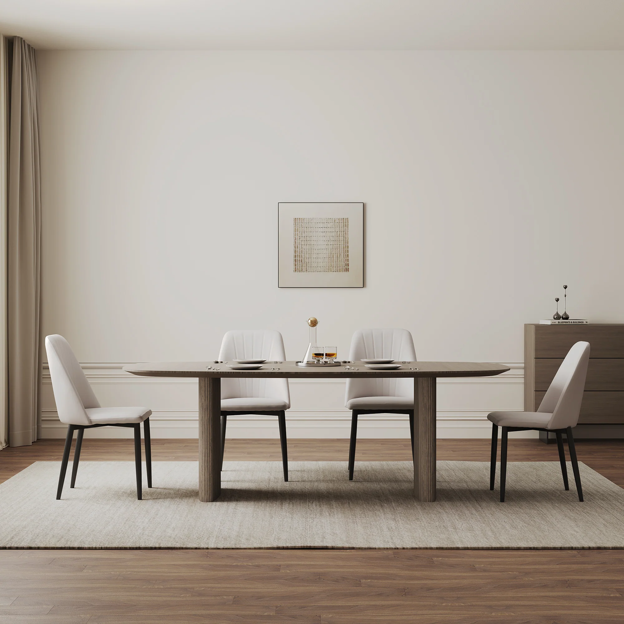 Stella, 86.06" Oval Dining Table, Gray - Image 7