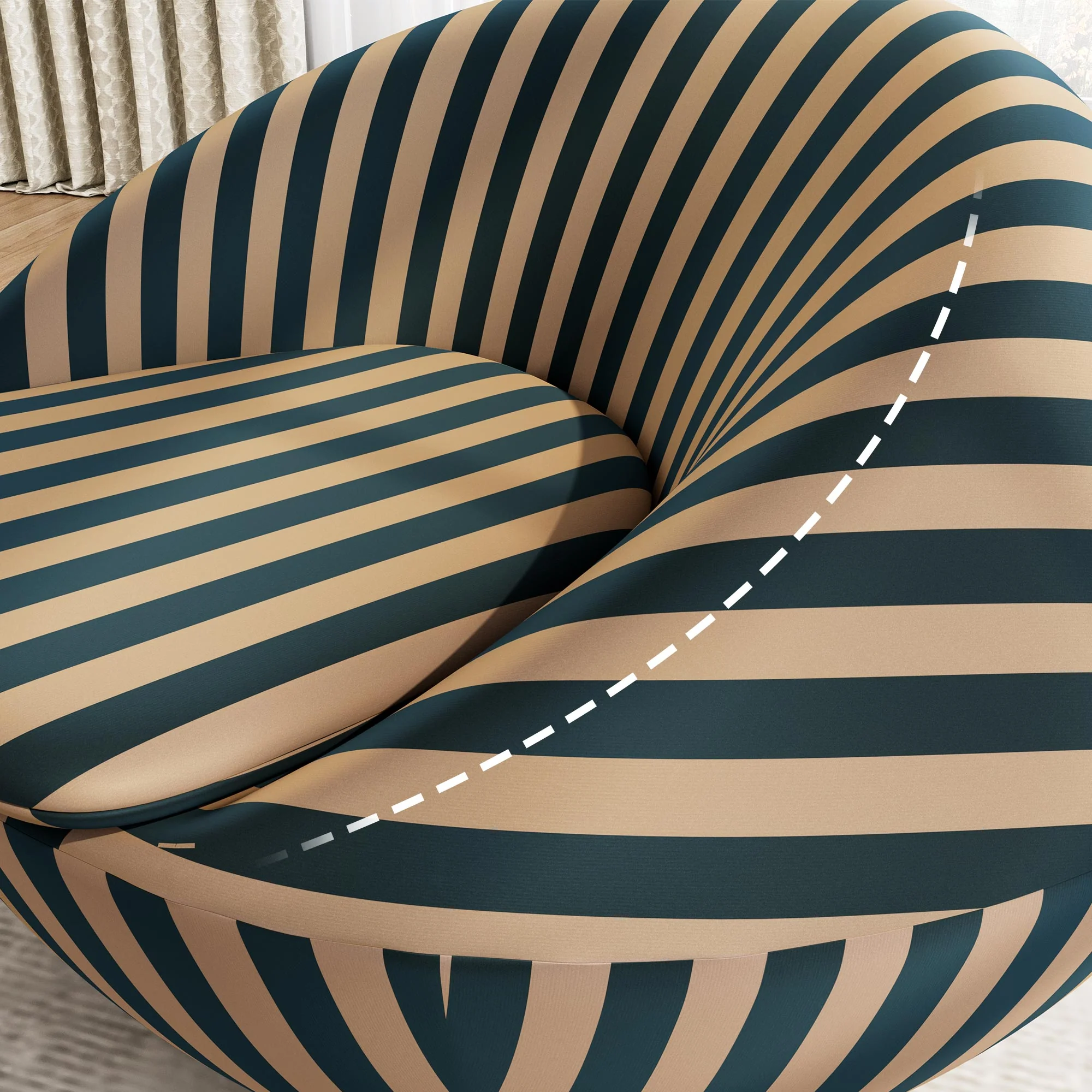 Lounge Chair-Red Yellow & Blue Yellow Stripe - Image 13