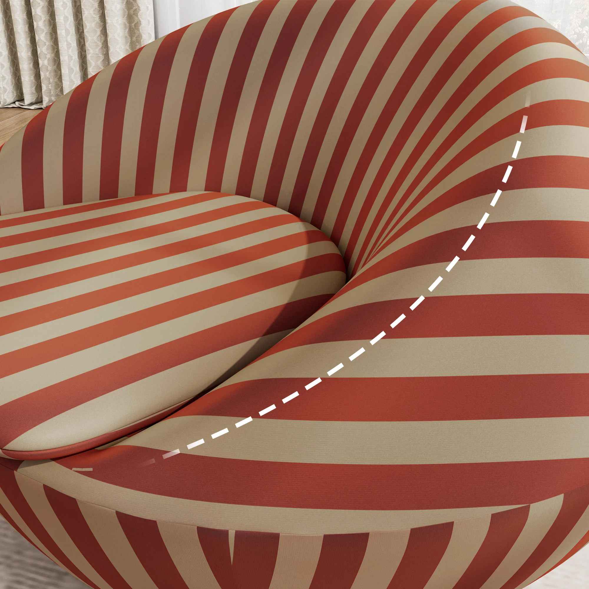 Lounge Chair-Red Yellow & Blue Yellow Stripe - Image 4