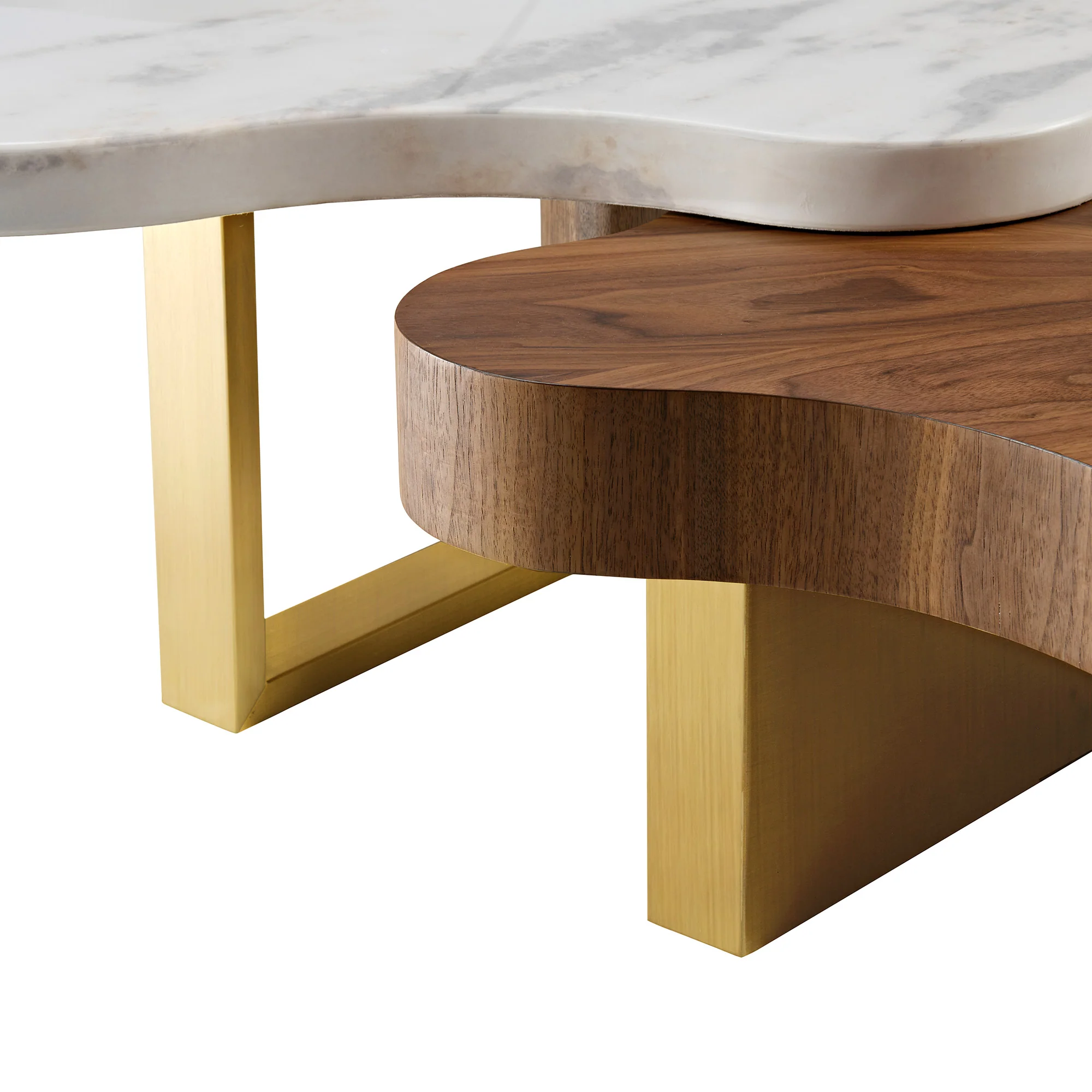 63" Cloud Shape Solid Wood Coffee Table Set - Image 8