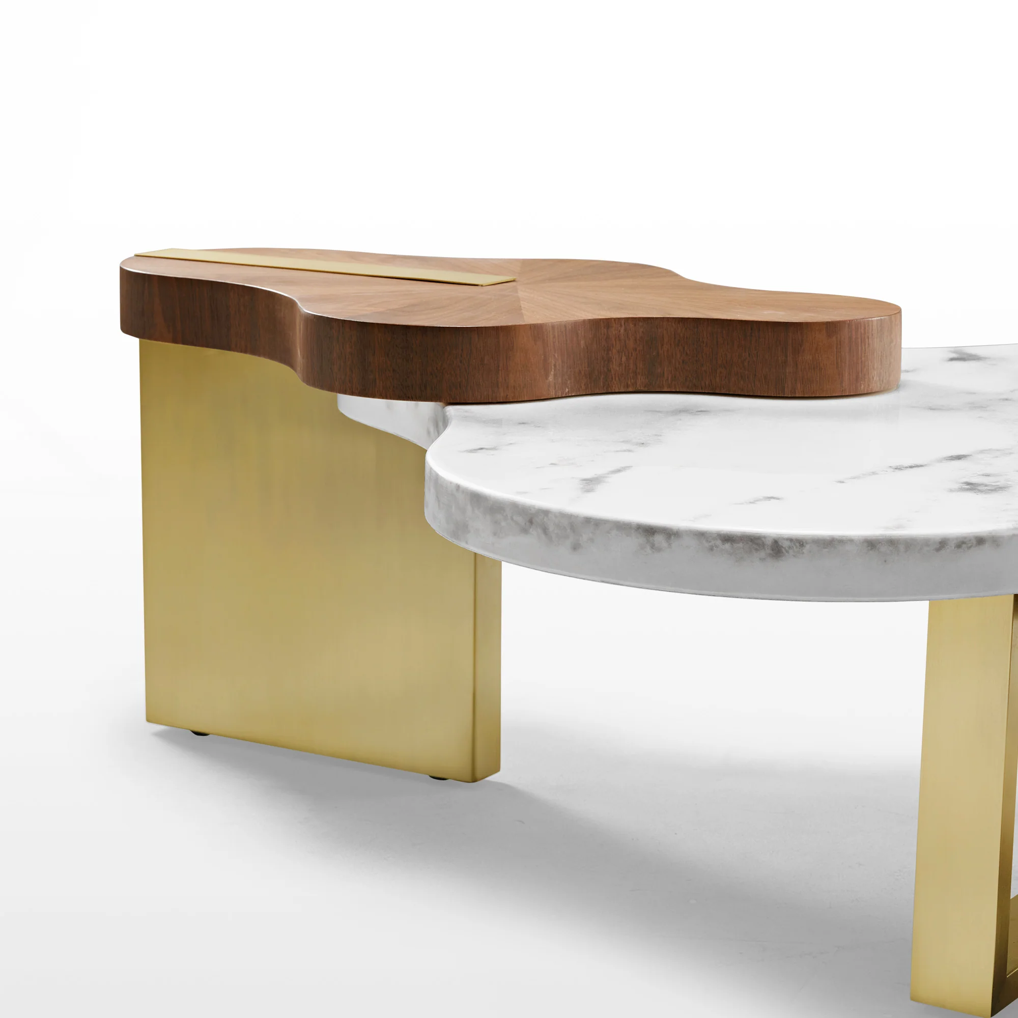 63" Cloud Shape Solid Wood Coffee Table Set - Image 9