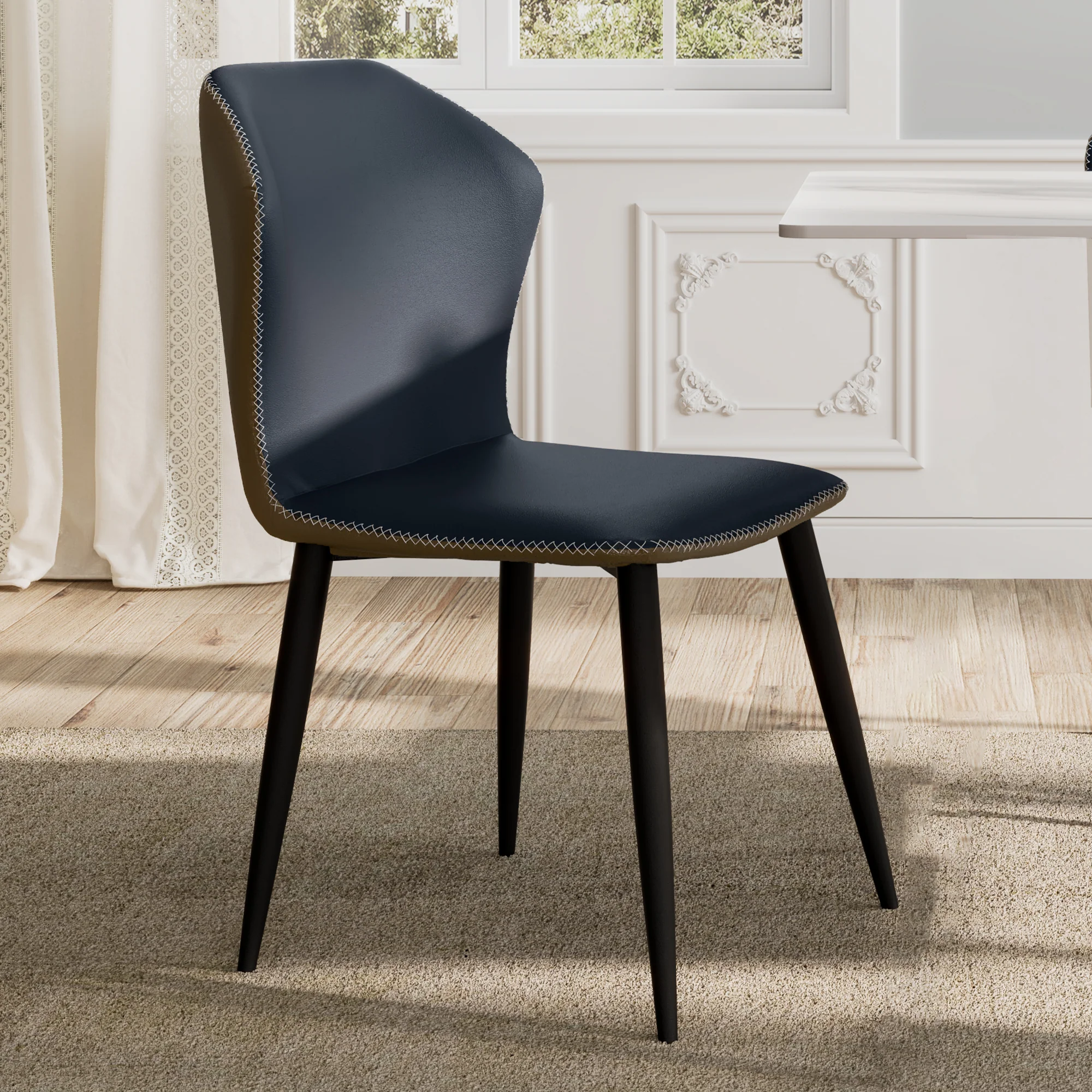 Elysian, Upholstered Dining Side Chairs Set of 2, Blue - Image 4