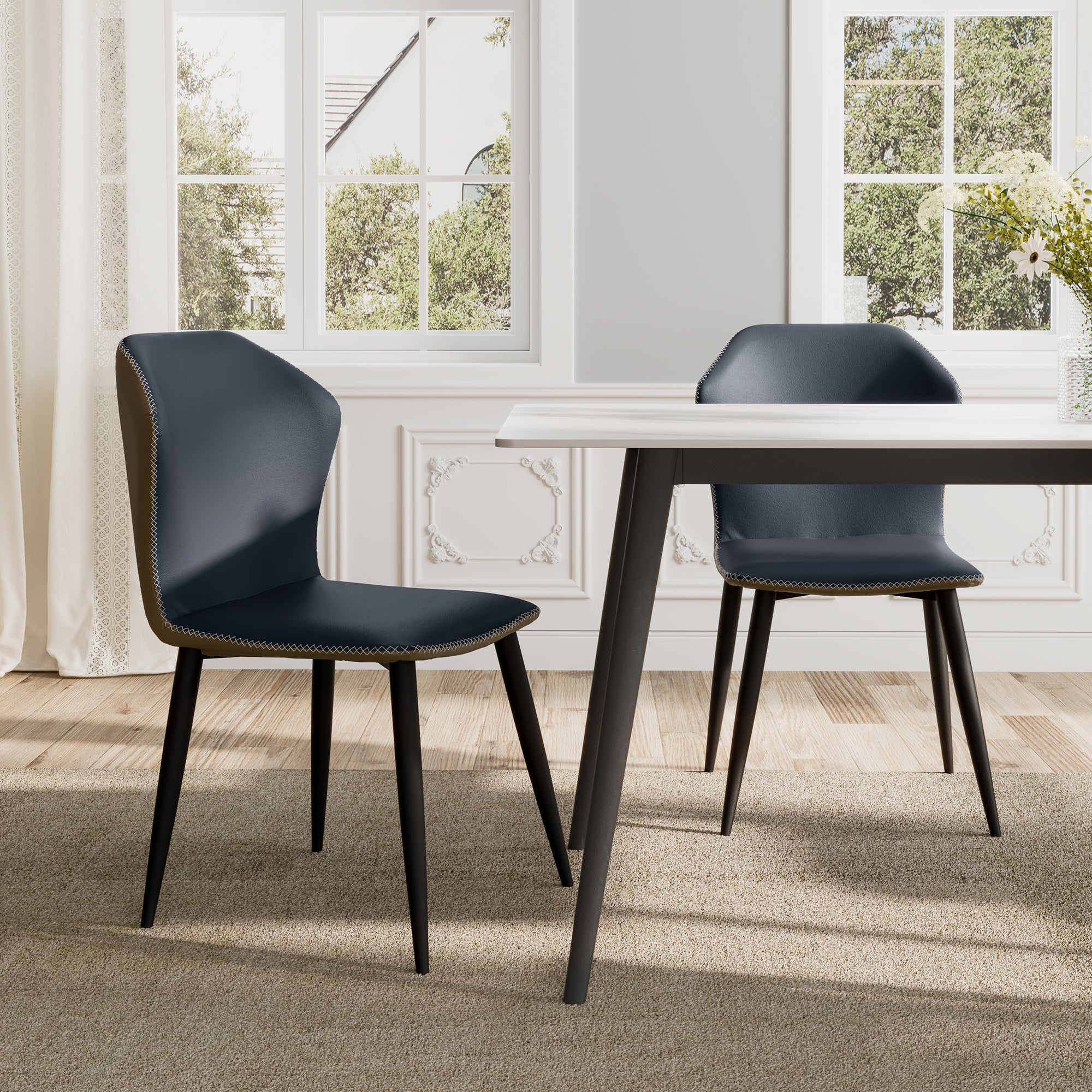 Elysian, Upholstered Dining Side Chairs Set of 2, Blue - Image 5