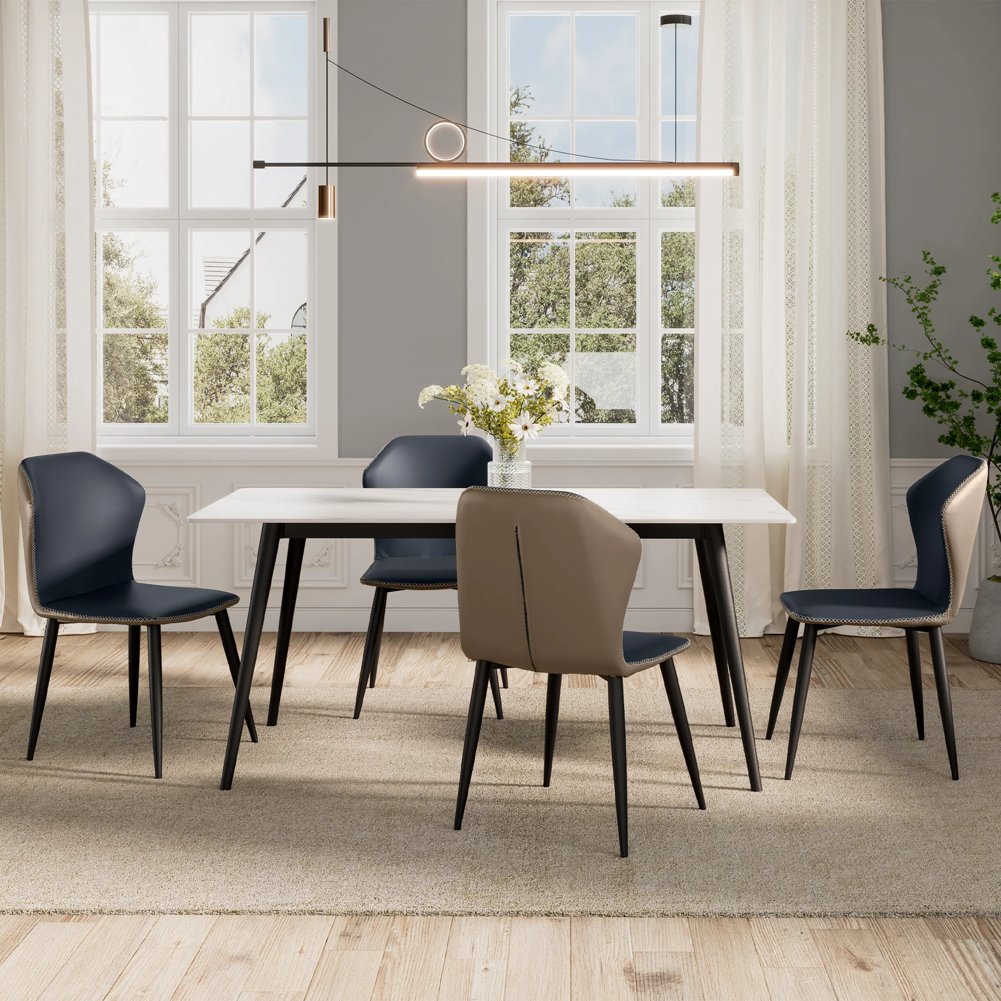 Elysian, Upholstered Dining Side Chairs Set of 2, Blue - Image 6
