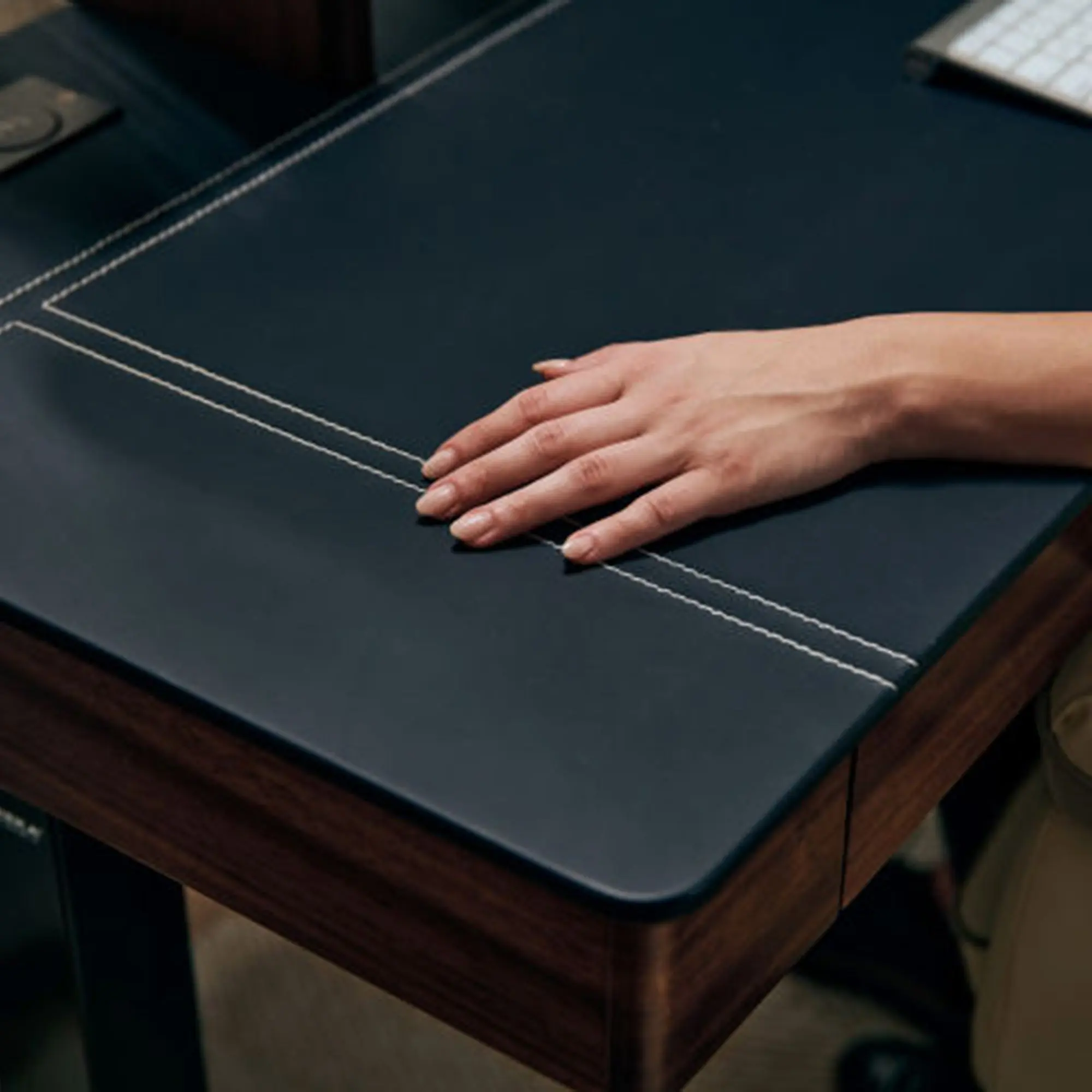 Faux Saddle Leather Adjustable Standing Desk (55"x23") - Image 7