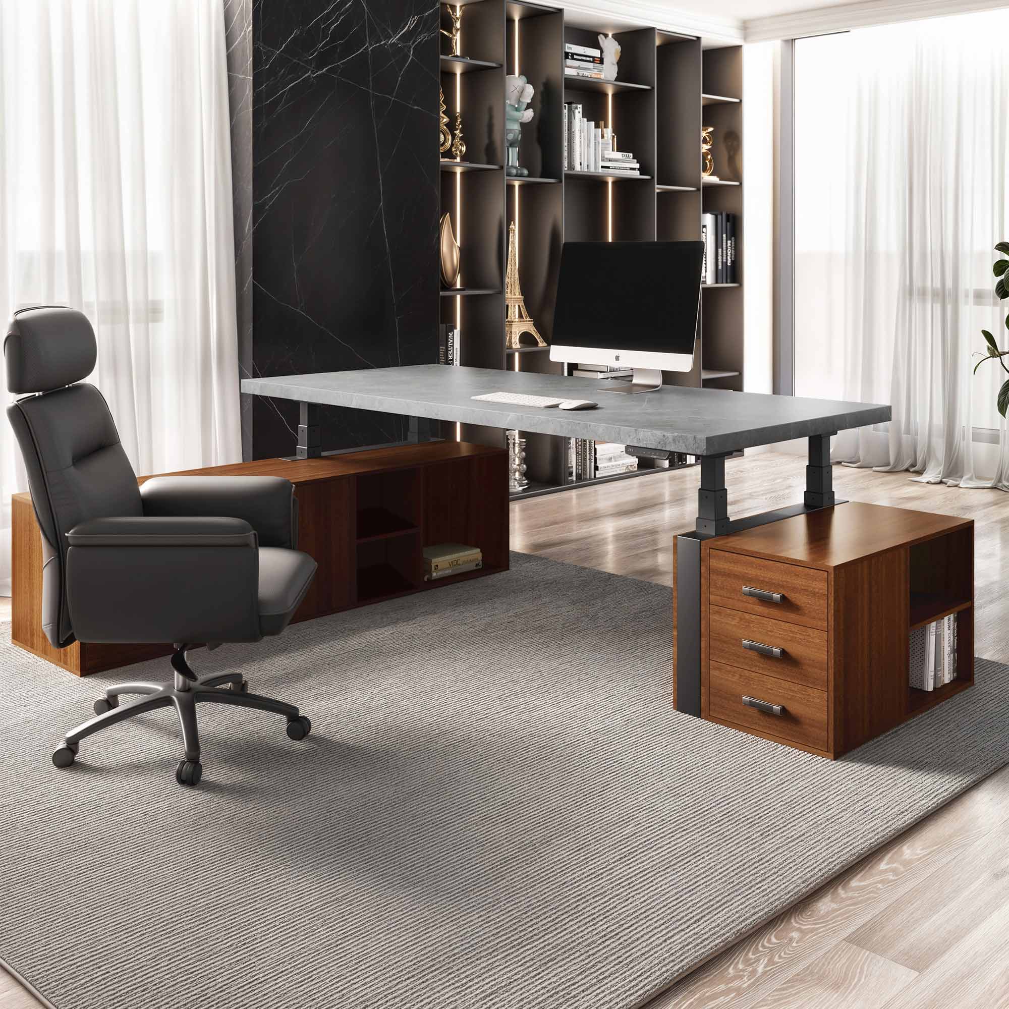 Zen Pro Series, 87"/72" Executive Standing Desk with Cabinets Set - Image 44
