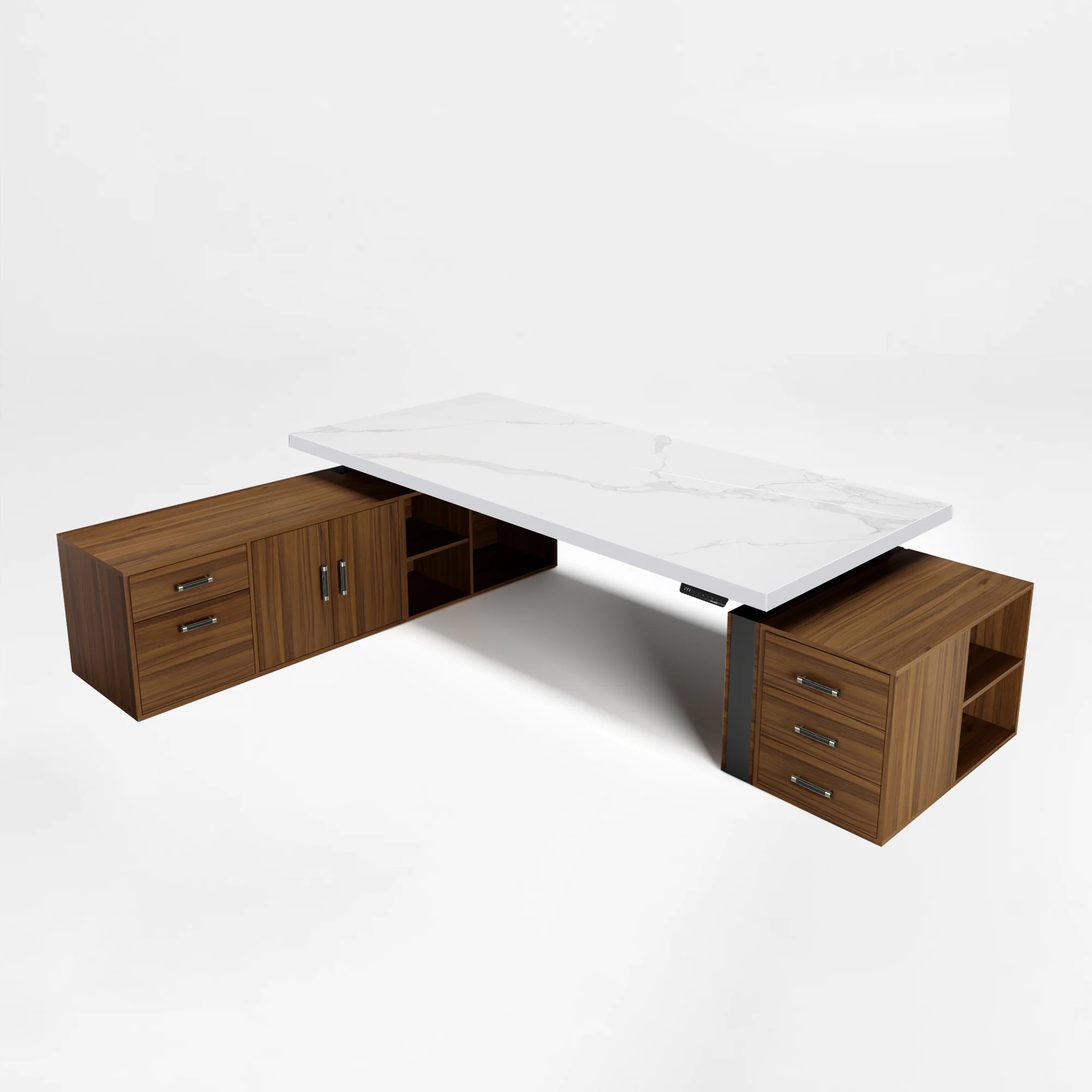 Zen Pro Series, 87"/72" Executive Standing Desk with Cabinets Set - Image 53