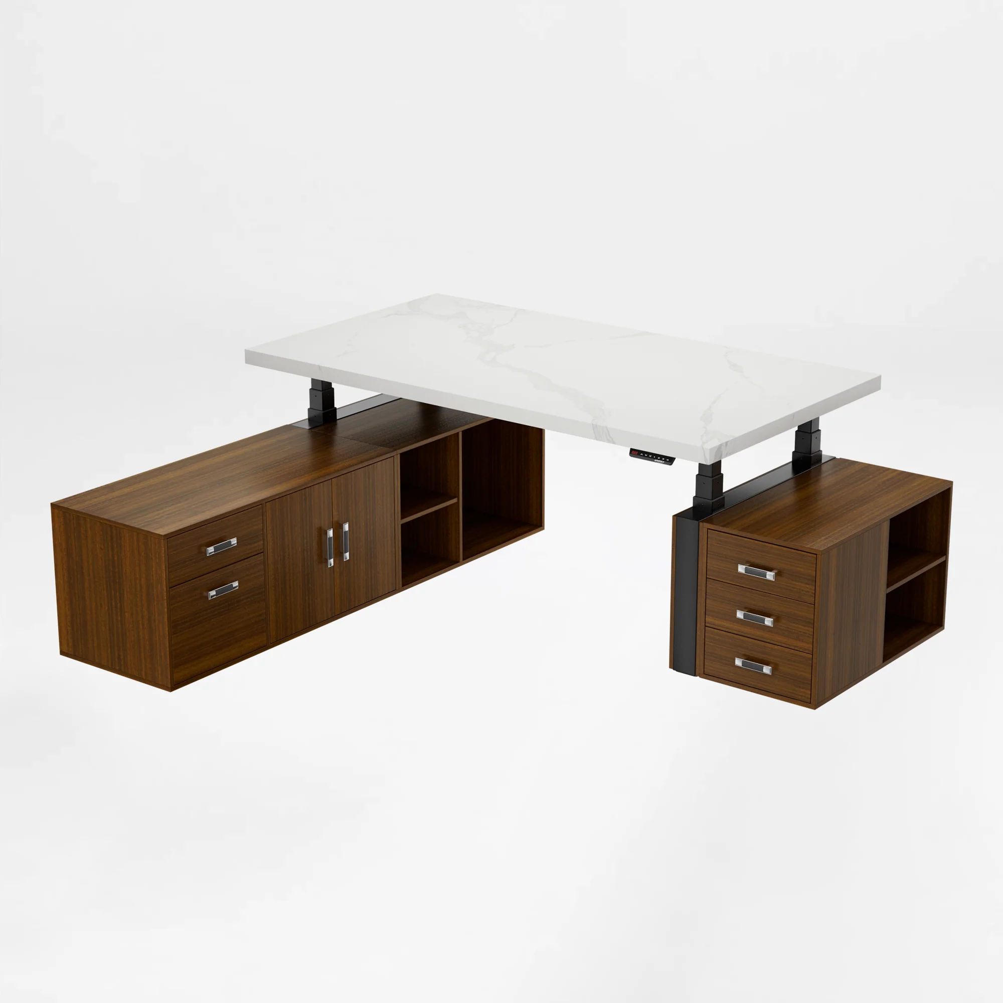 Zen Pro Series, 87"/72" Executive Standing Desk with Cabinets Set - Image 64