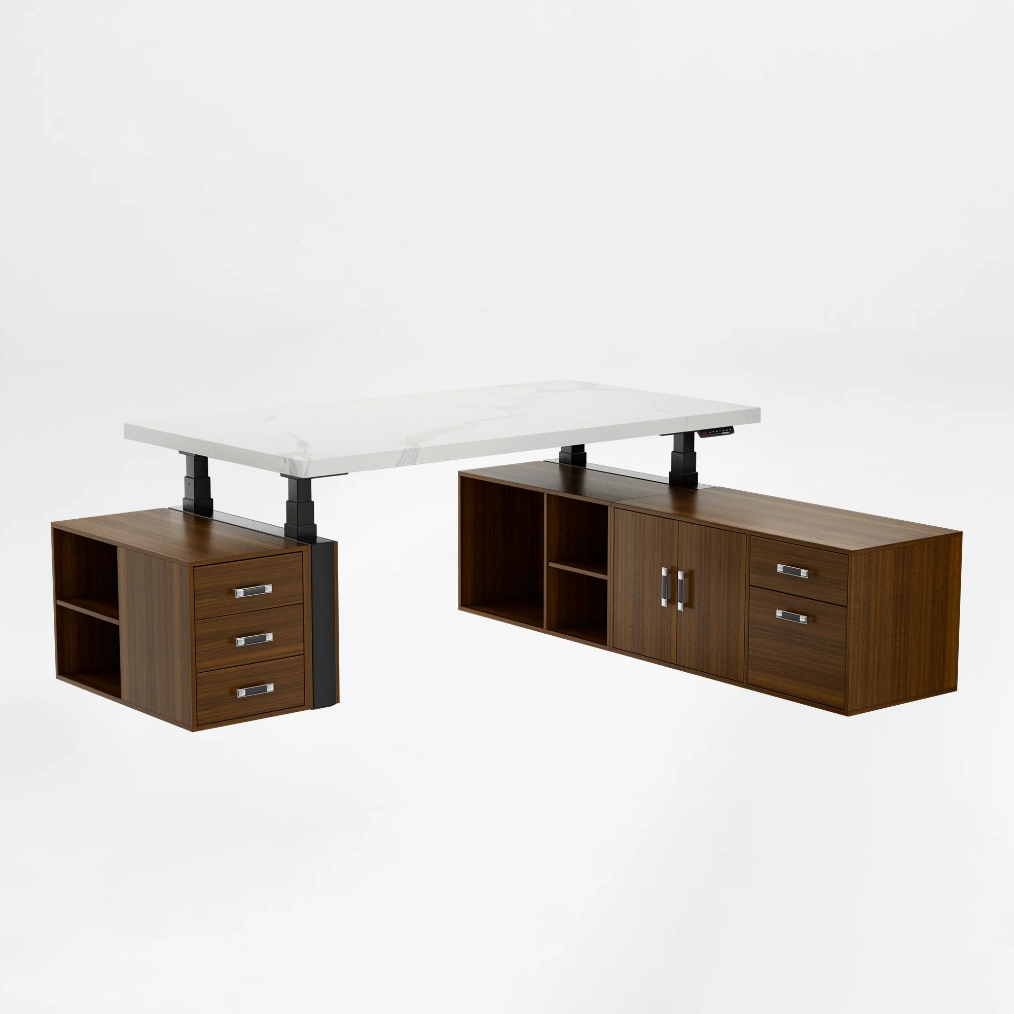 Zen Pro Series, 87"/72" Executive Standing Desk with Cabinets Set - Image 65
