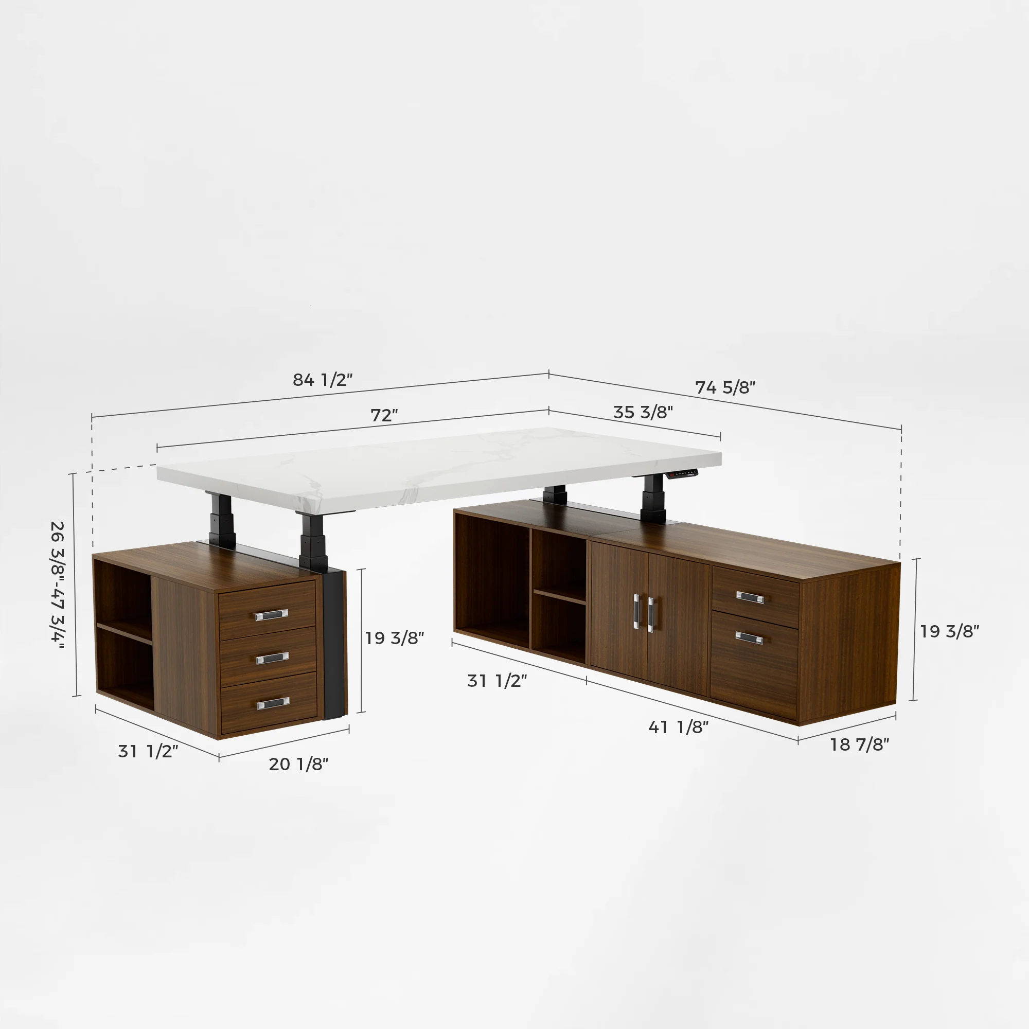 Zen Pro Series, 87"/72" Executive Standing Desk with Cabinets Set - Image 67