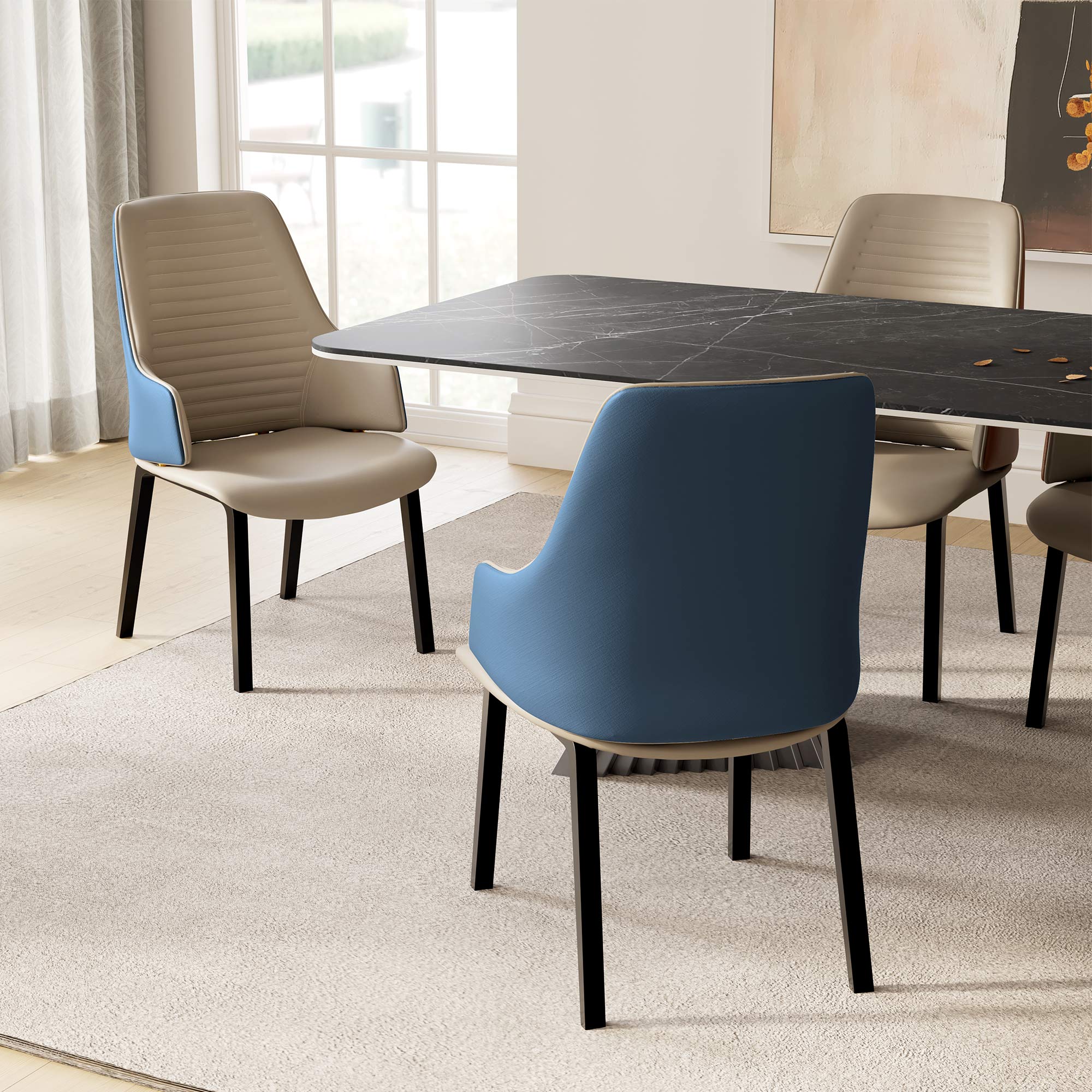 Juliet, Dining Arm Chairs Set of 2, Brown/Blue - Image 23