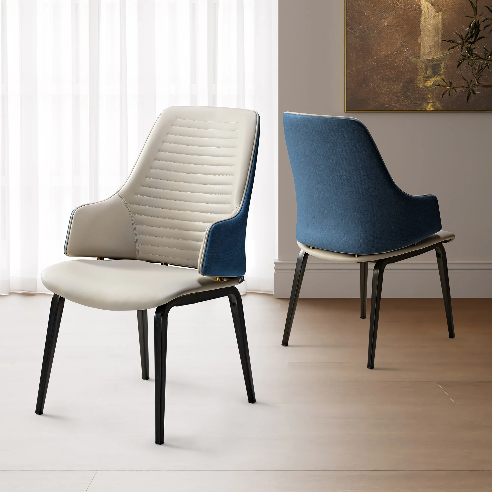 Juliet, Dining Arm Chairs Set of 2, Brown/Blue - Image 24