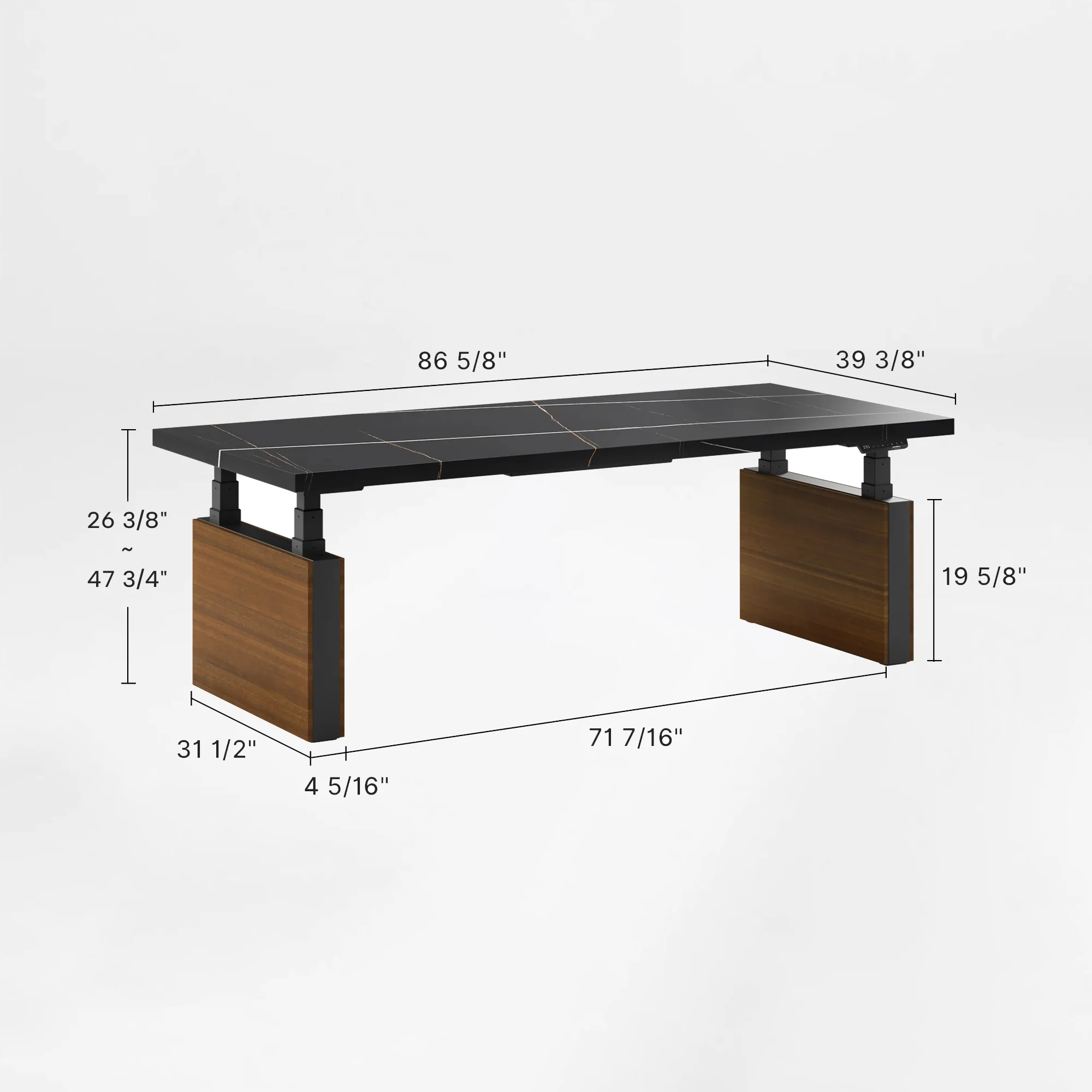 Zen Pro Series, 87"/72" Executive Standing Desk with Cabinets Set - Image 17