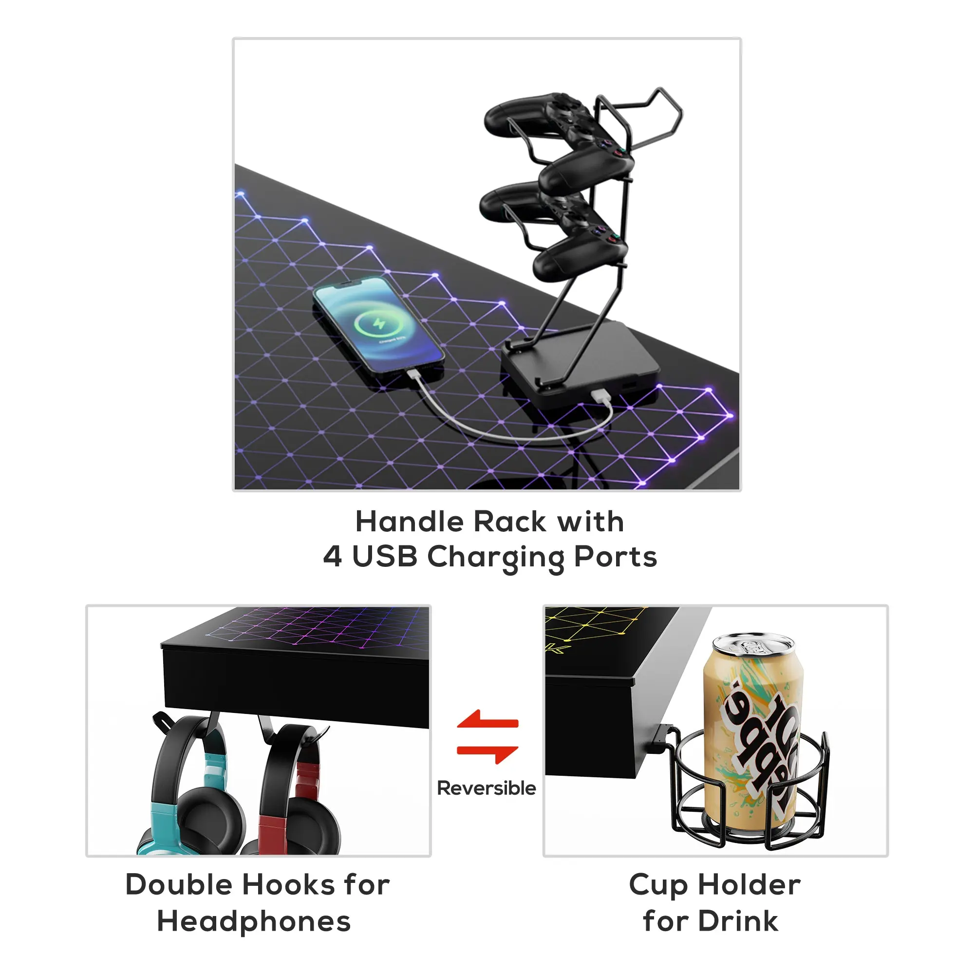 GTG - I43, LED Glass Desktop Gaming Desk (43"x23") - Image 10