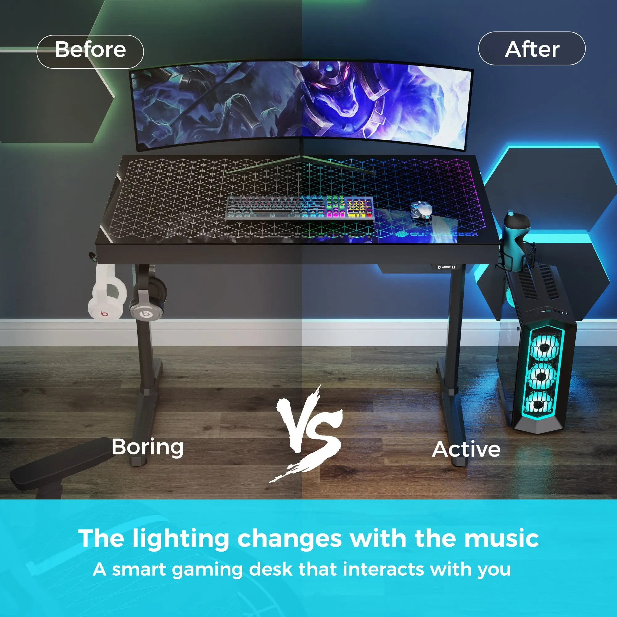 GTG - I43, LED Glass Desktop Gaming Desk (43"x23") - Image 5