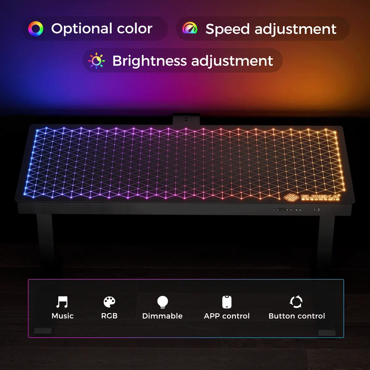 GTG-G55, Glass Desktop Gaming Standing Desk (55"x23") - Image 10