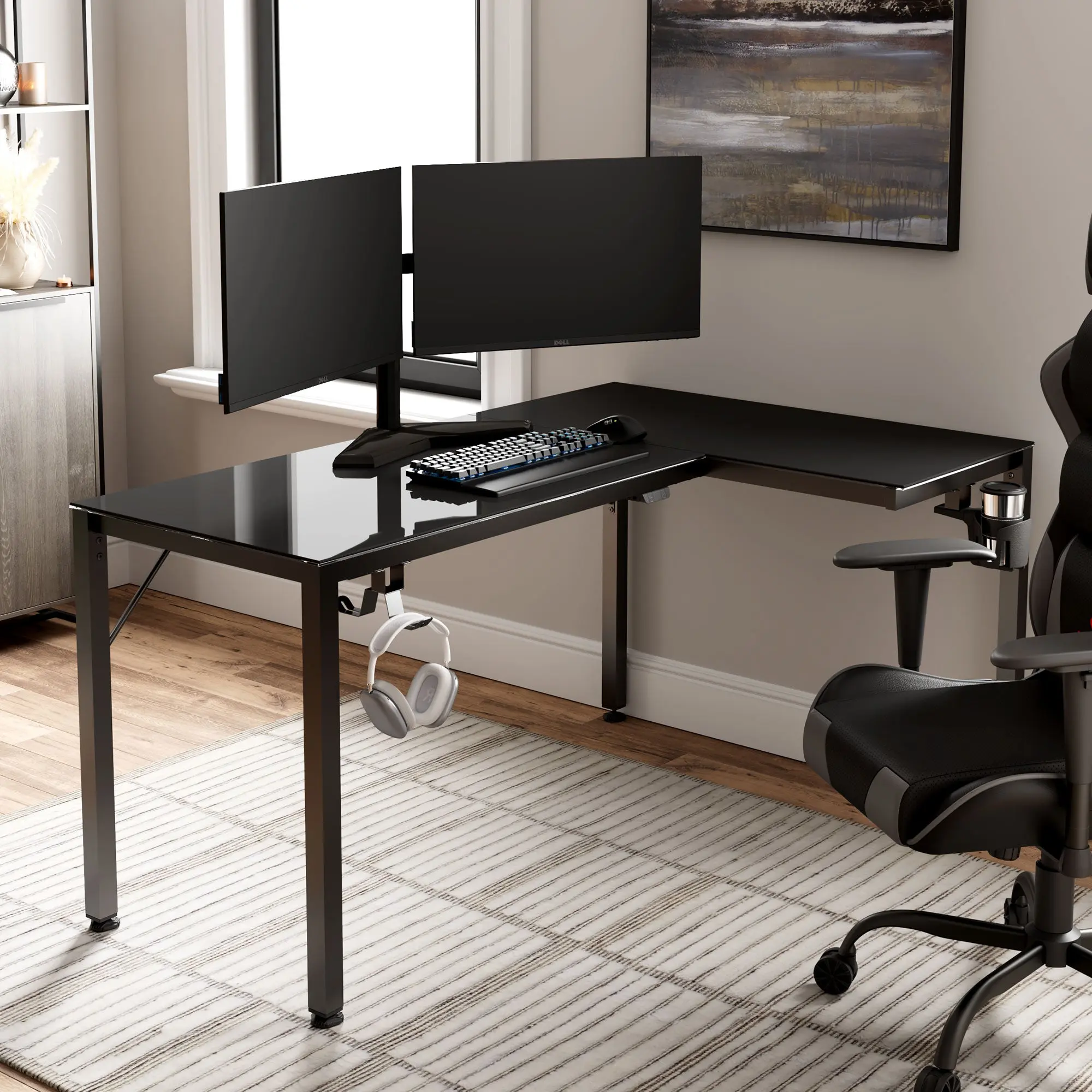 GTG - L60, L-Shaped Glass LED Gaming Desk (60"x40") - Image 5