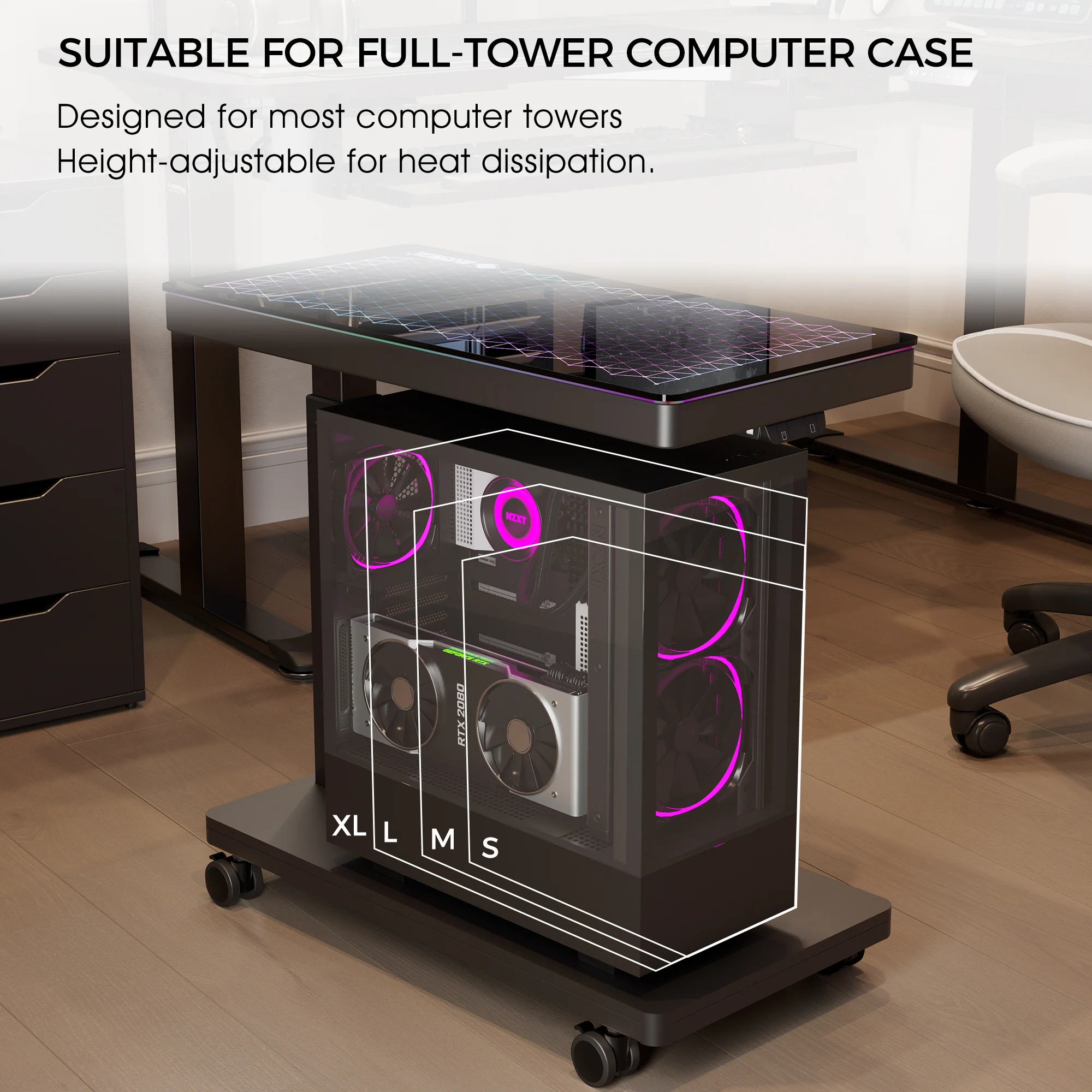 Height-Adjustable Illuminated Panel CPU Cart - Image 10
