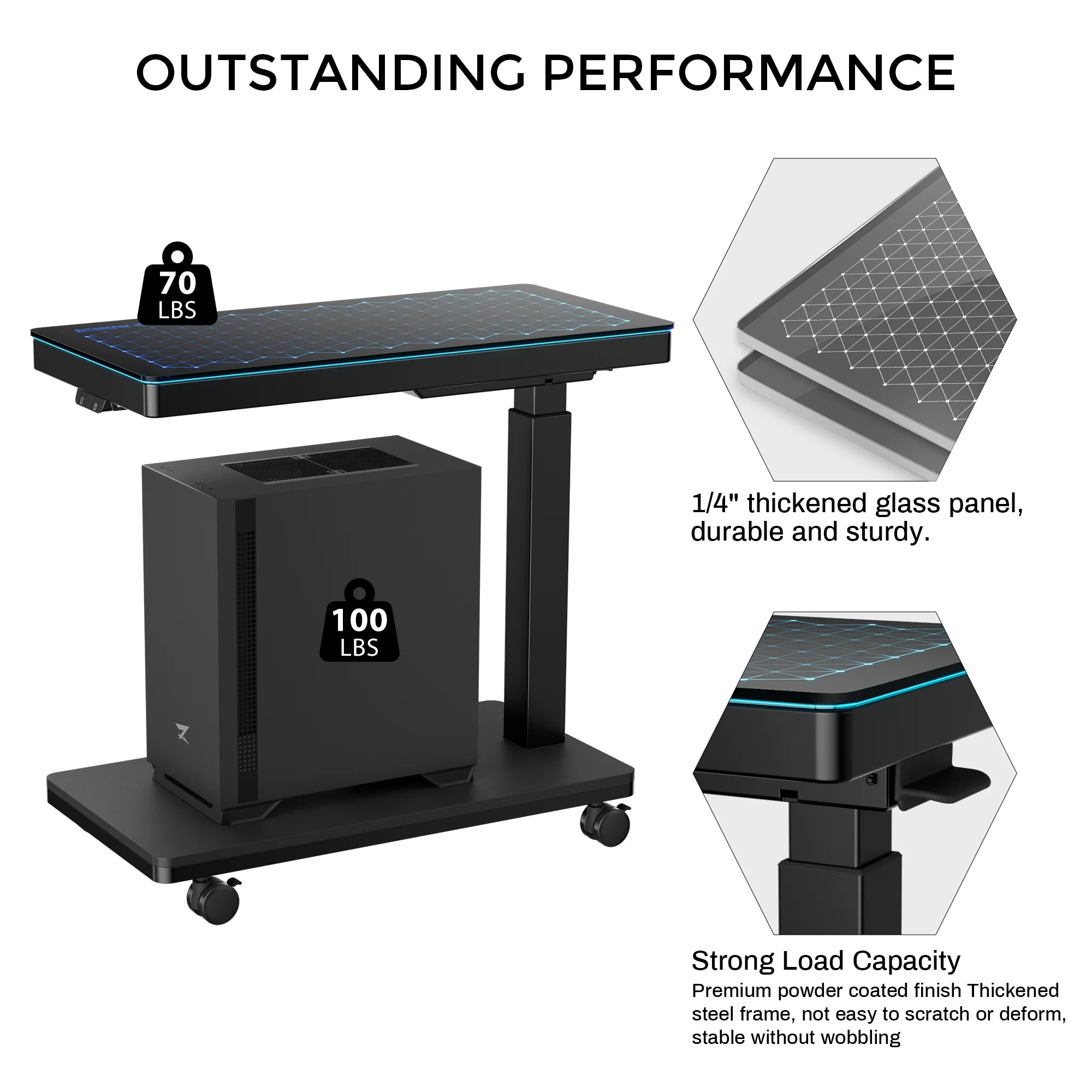 Height-Adjustable Illuminated Panel CPU Cart - Image 11