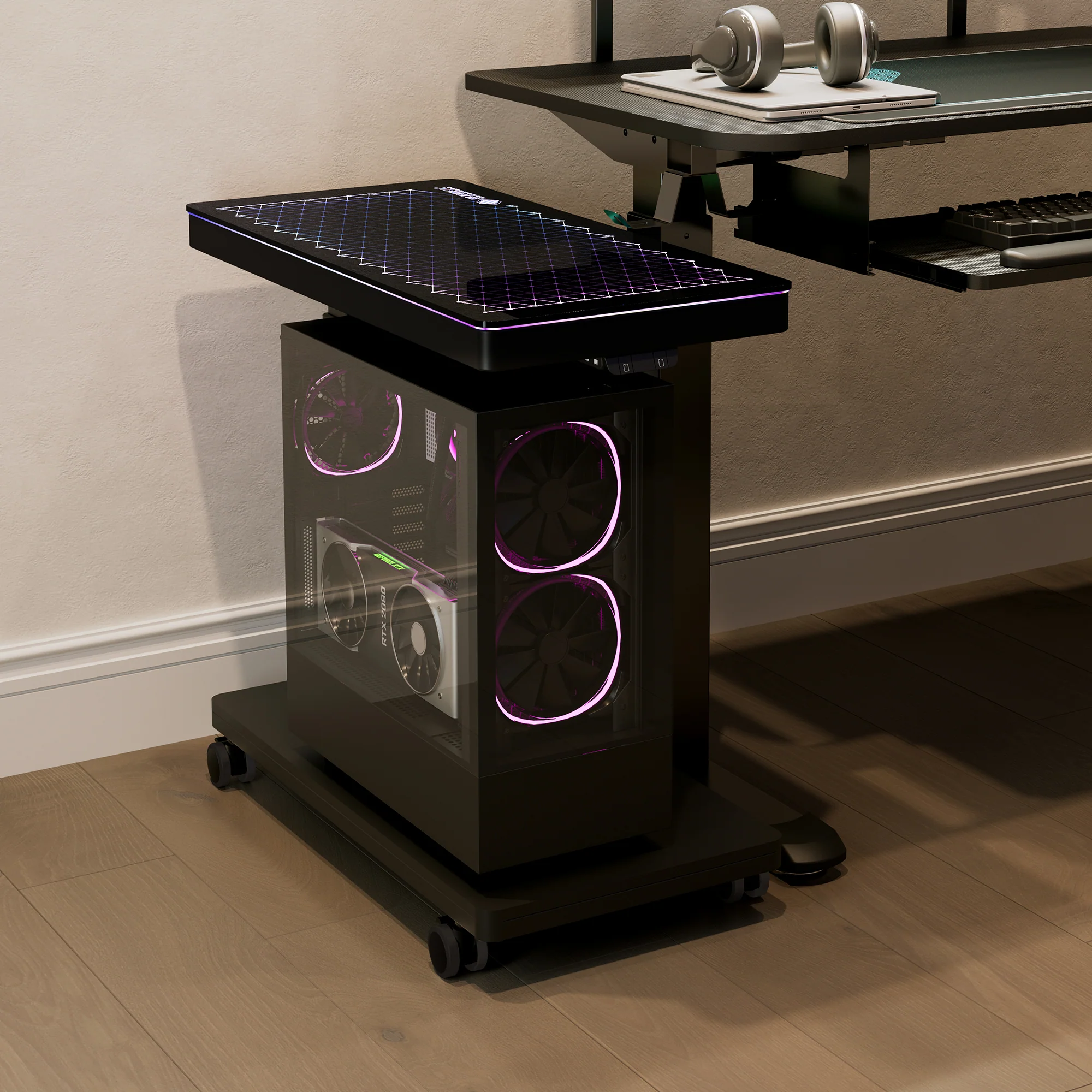 Height-Adjustable Illuminated Panel CPU Cart - Image 3