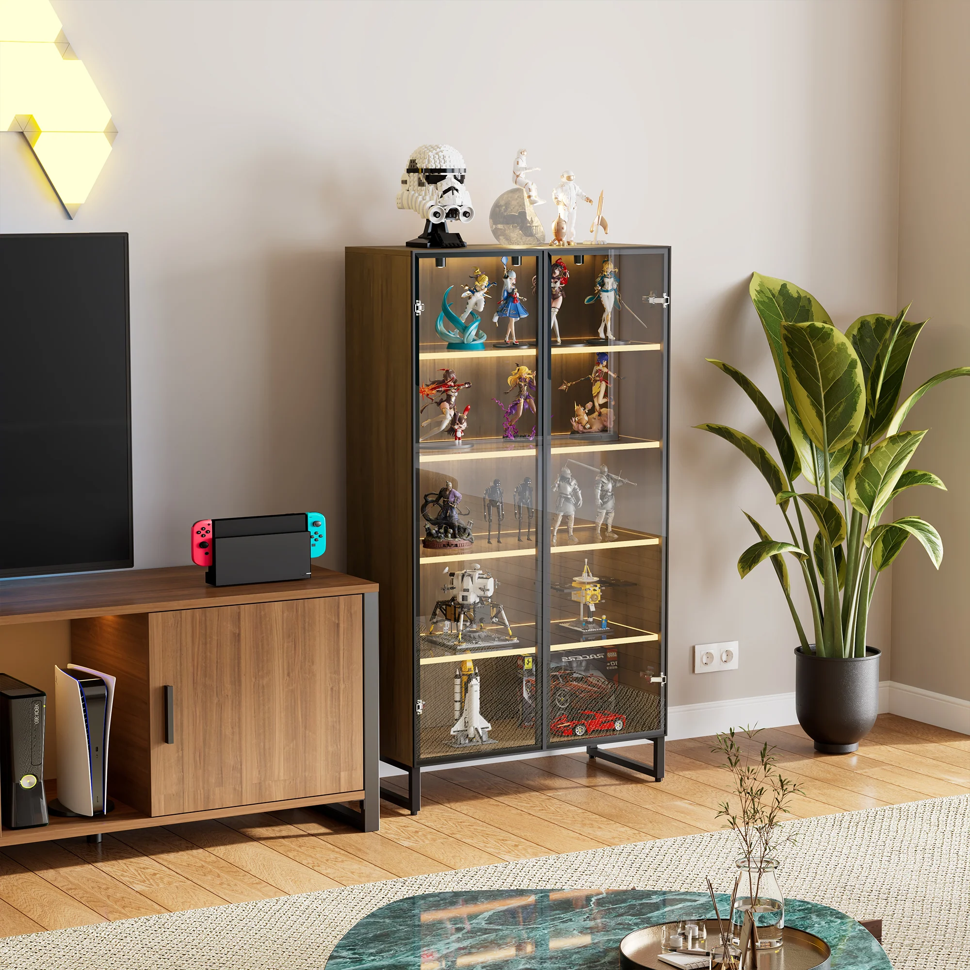 Curio Cabinet with Adjustable Shelves - Image 3