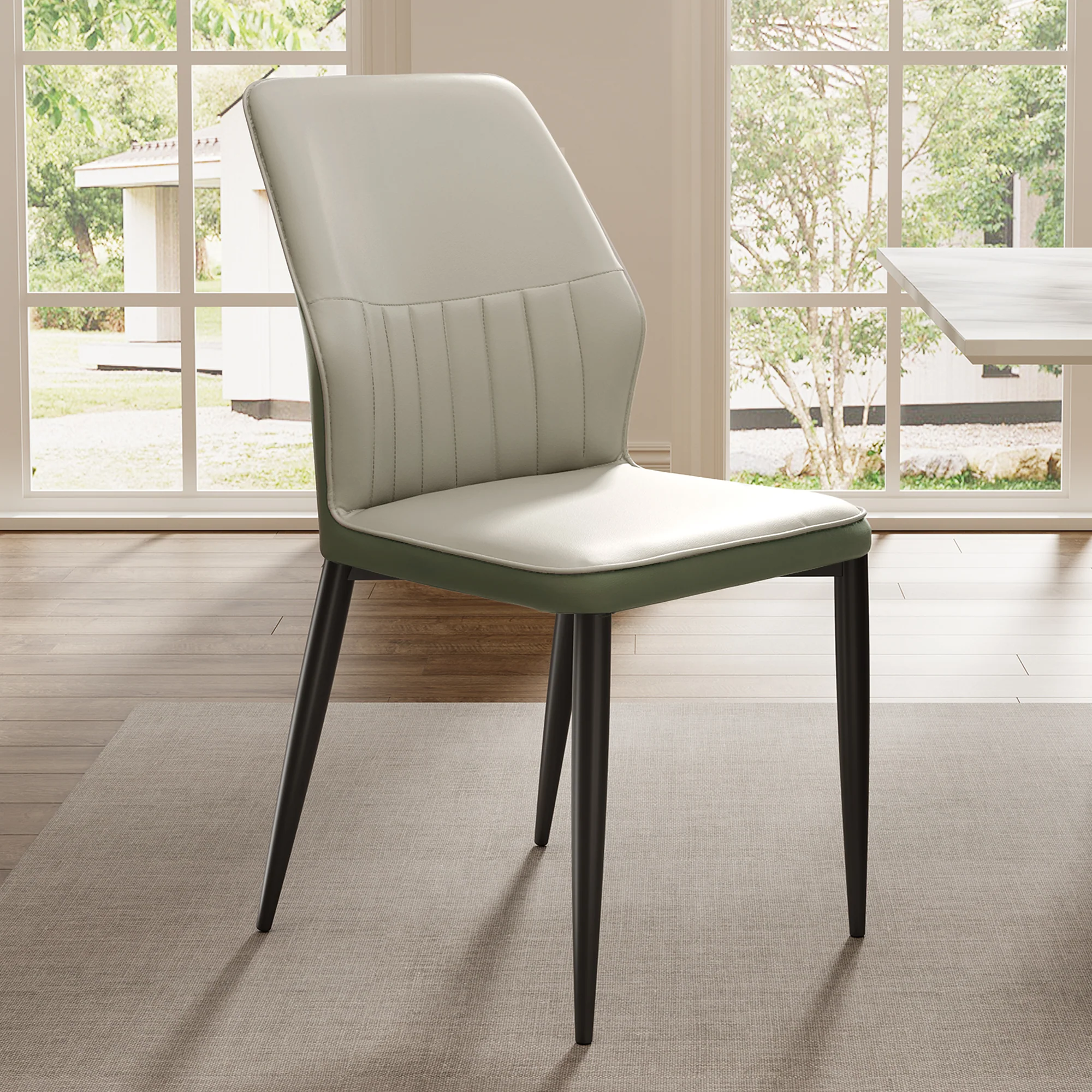 Ember, Upholstered Dining Side Chair Set of 2, Gray & Bottle Green - Image 7