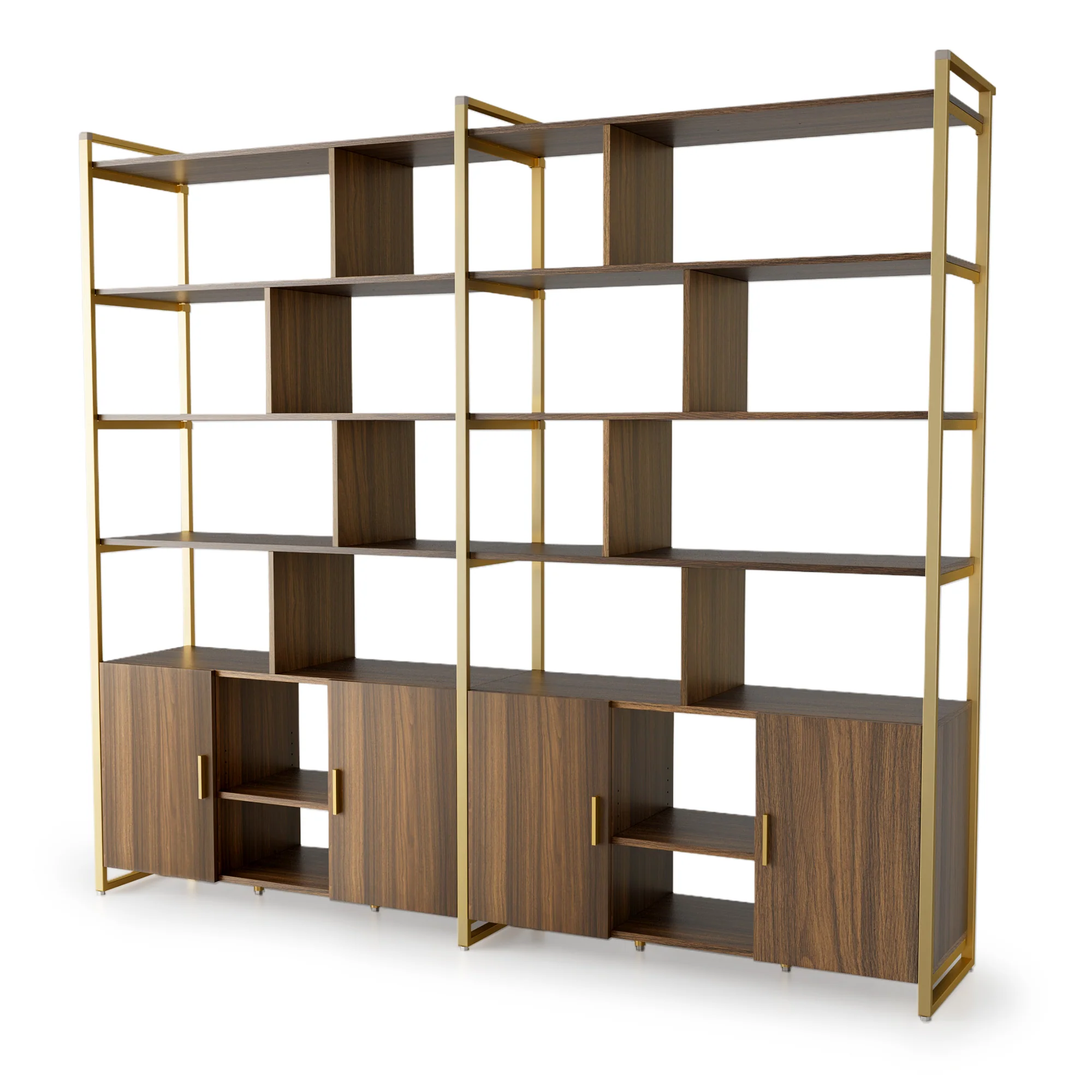 Napa Wood Bookcase Cabinet, Bottom Storage, Adjustable Book Shelves - Image 20
