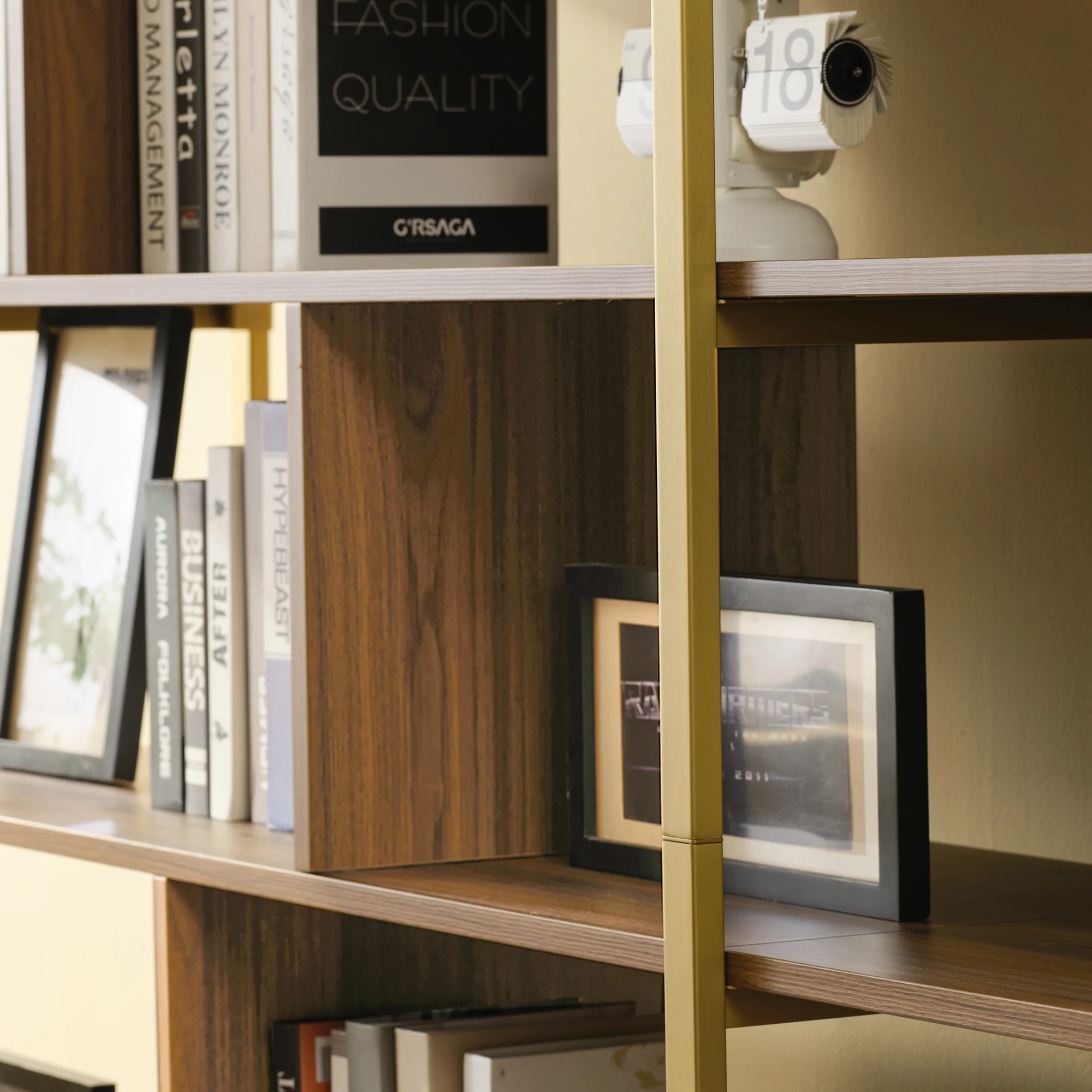 Napa Wood Bookcase Cabinet, Bottom Storage, Adjustable Book Shelves - Image 24