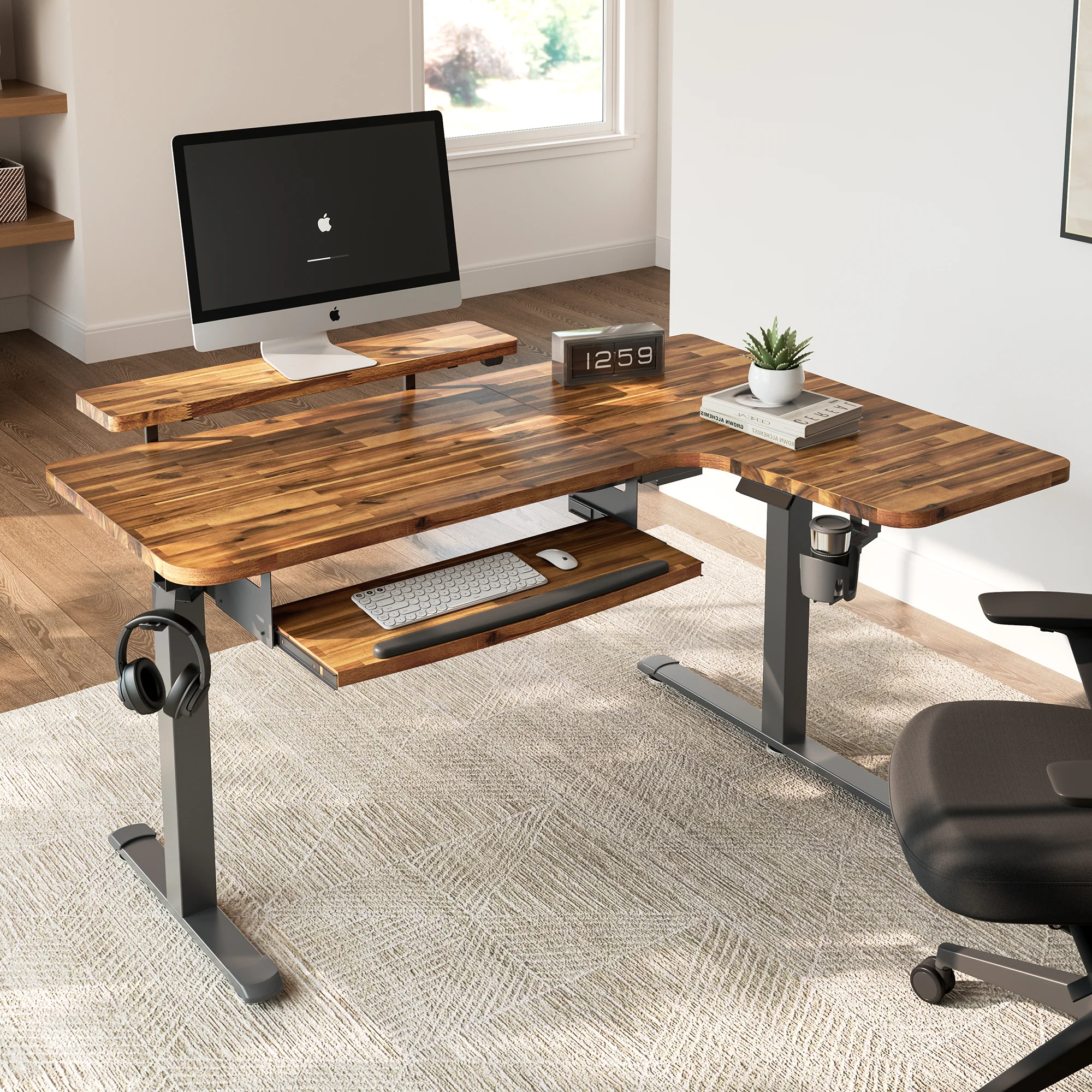 L-Shaped Standing Desk with Accessories Set (60"x23") - Image 182