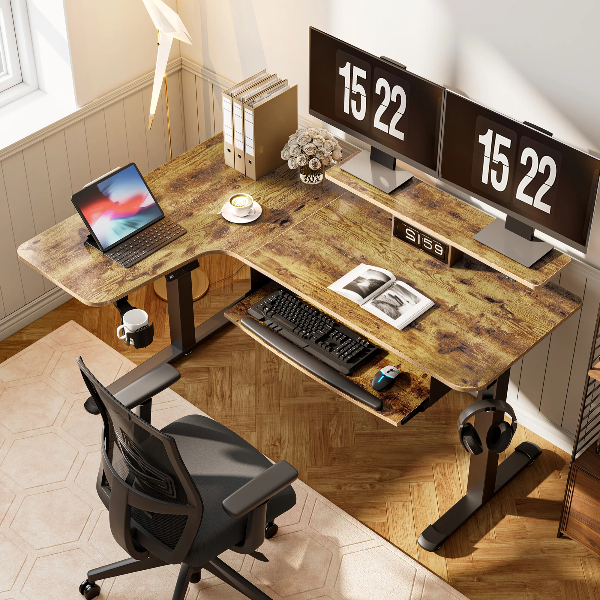 L-Shaped Standing Desk with Accessories Set (60"x23") - Image 46