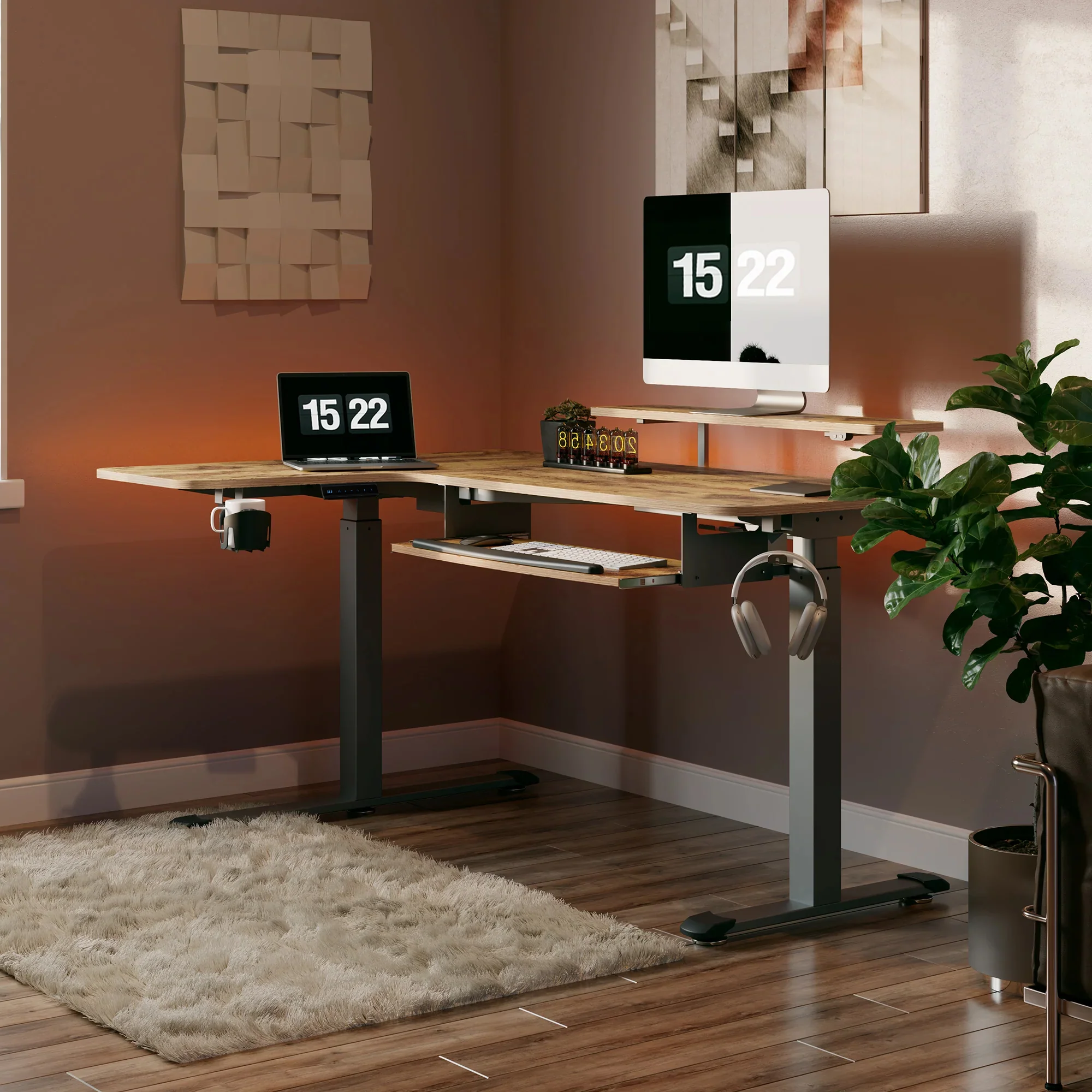 L-Shaped Standing Desk with Accessories Set (60"x23") - Image 50