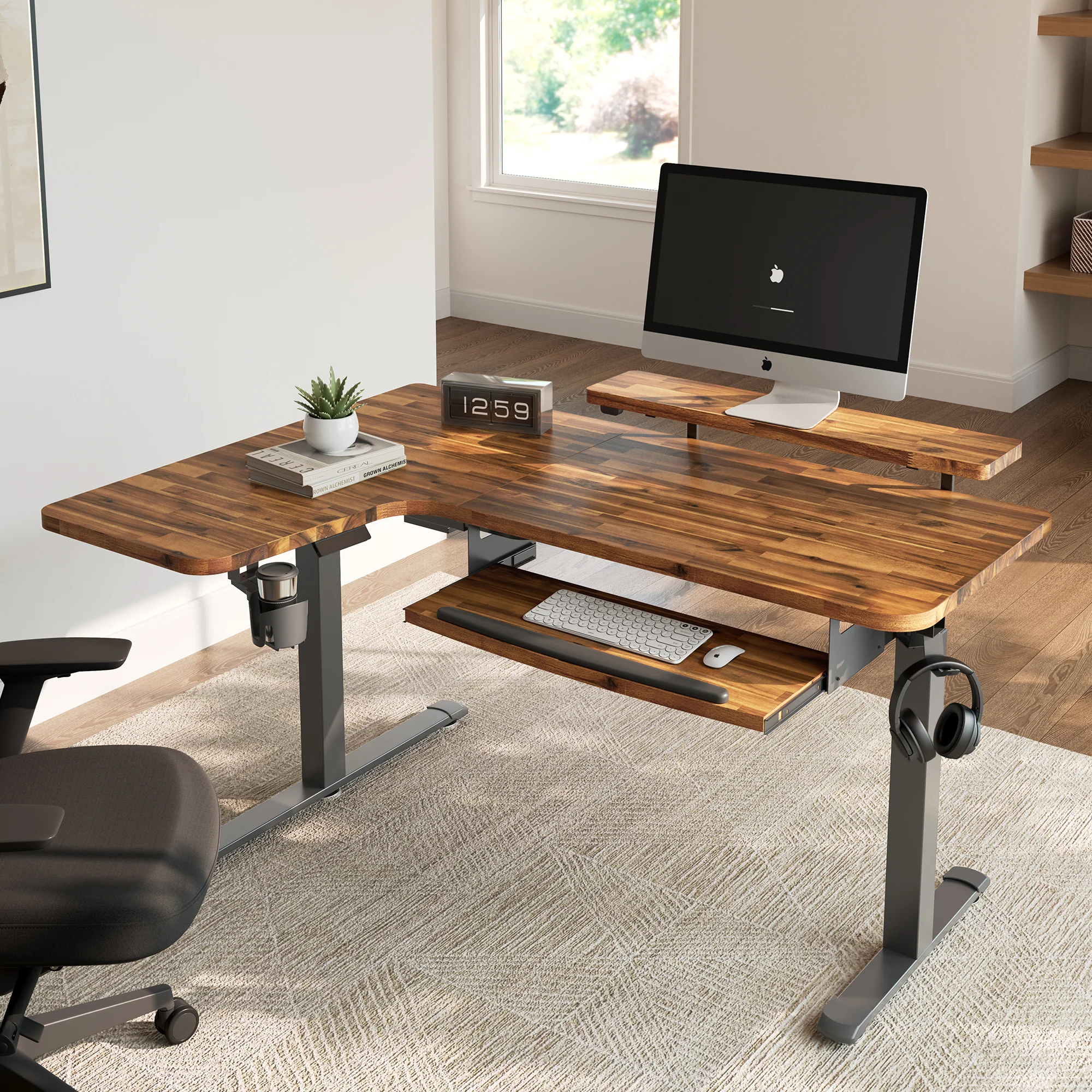 L-Shaped Standing Desk with Accessories Set (60"x23") - Image 86