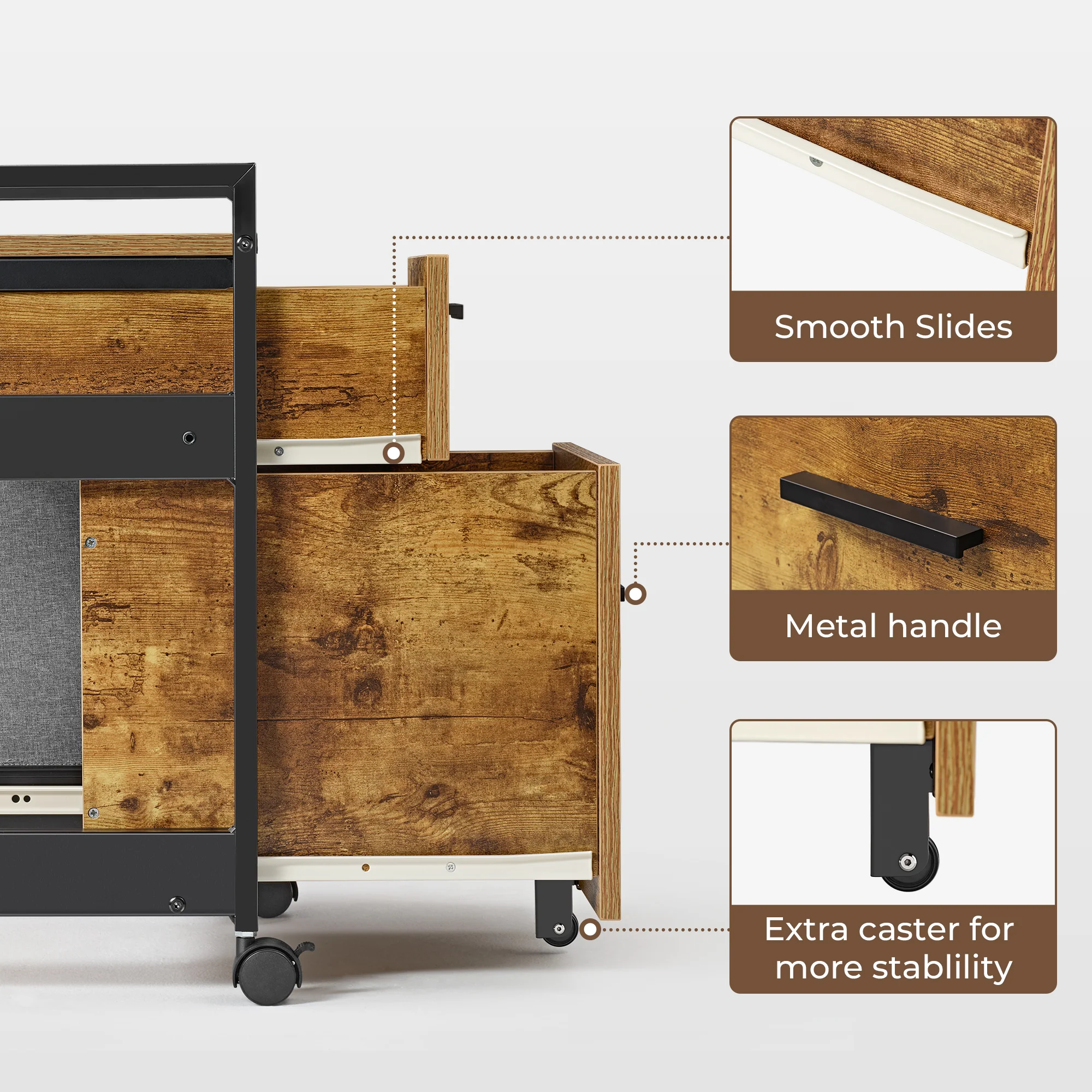 23" Rolling File Cabinet with Drawer - Image 20