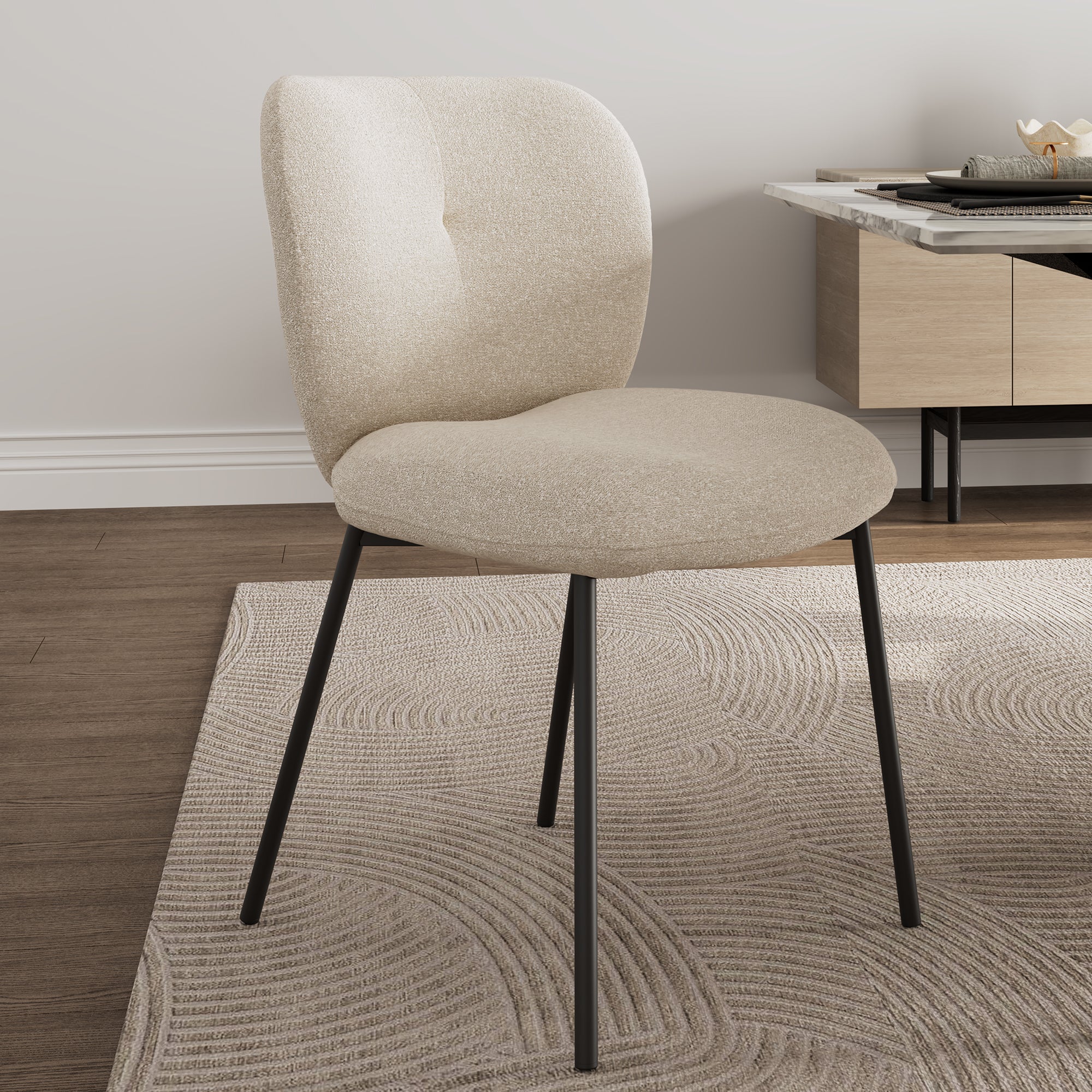 Sage, Upholstered Dining Side Chairs Set of 2, Off-White - Image 4