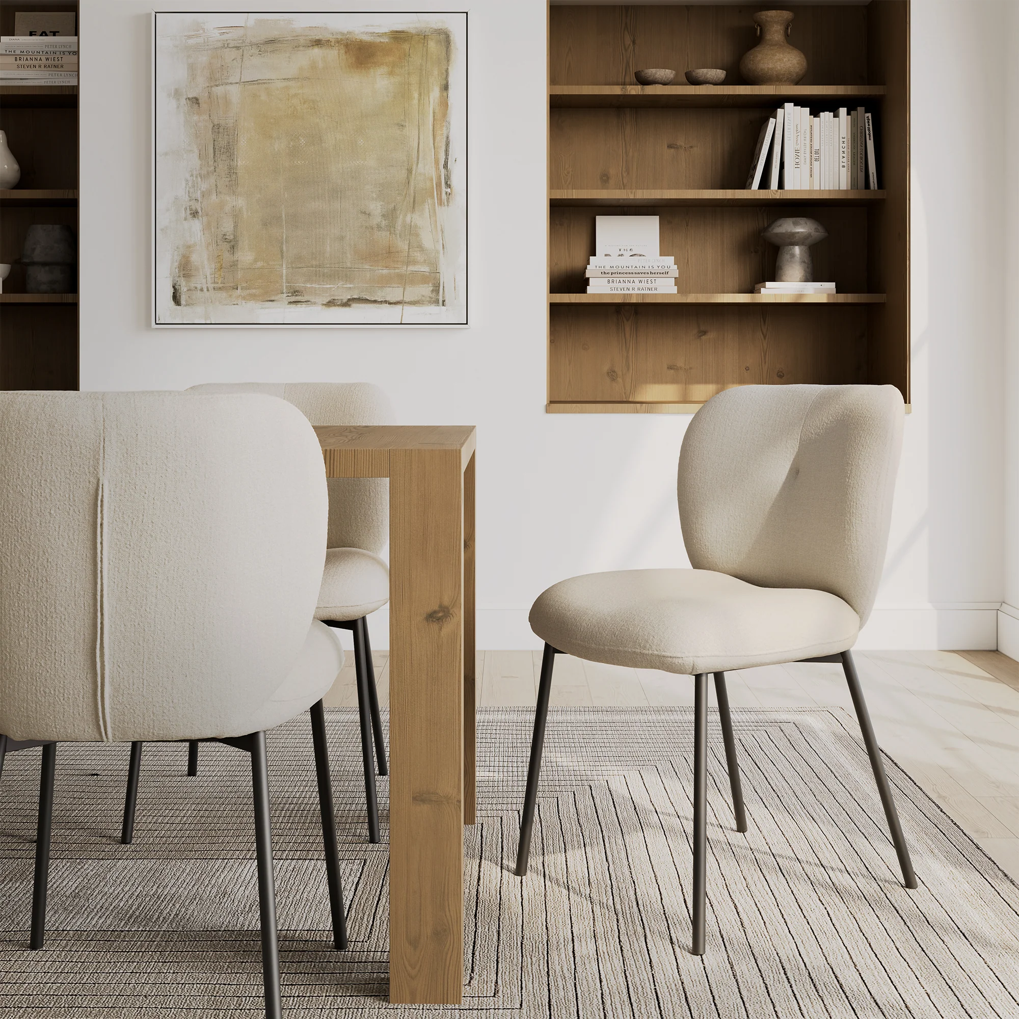 Sage, Upholstered Dining Side Chairs Set of 2, Off-White - Image 6
