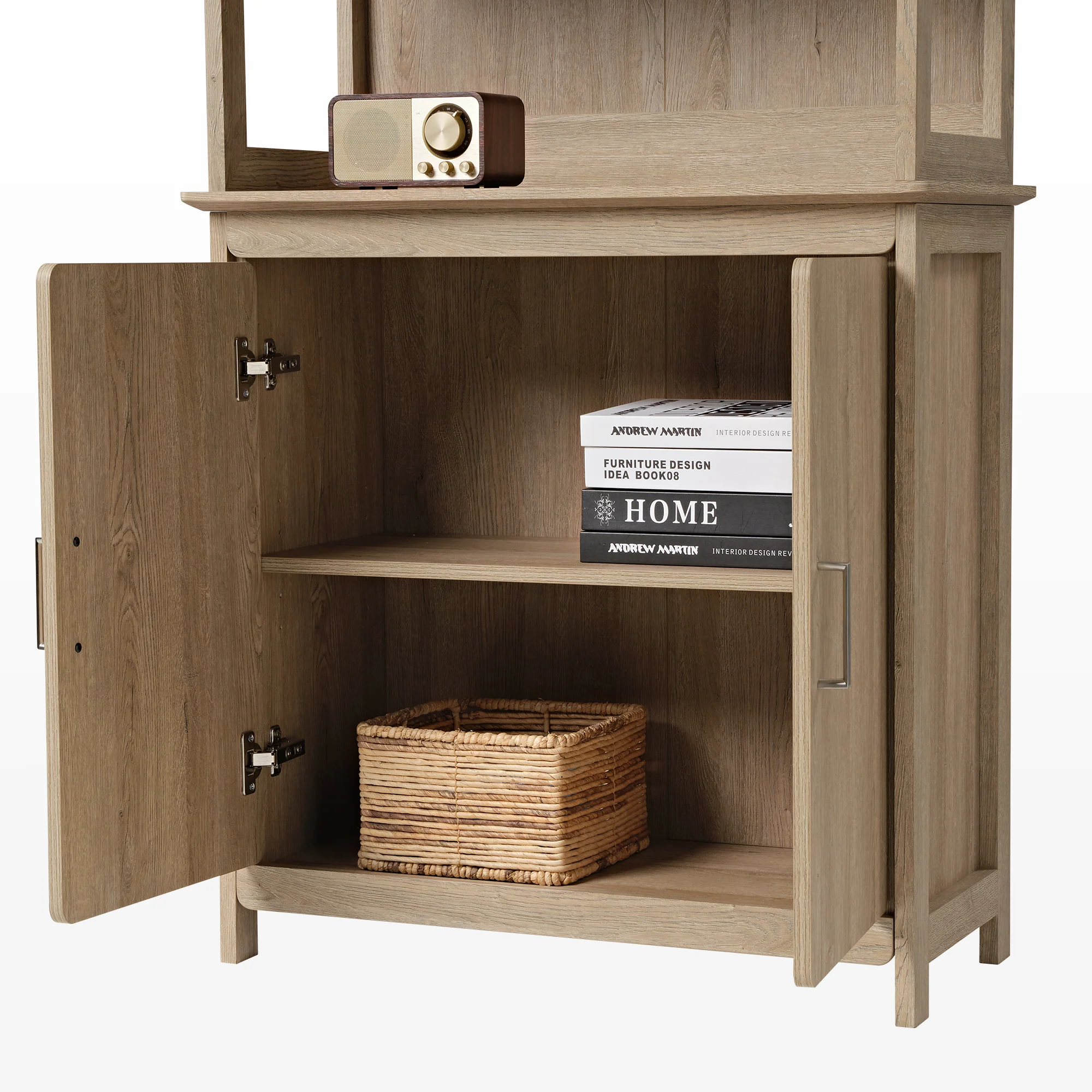 Ark EL, 71'' Display Bookshelf with Storage Cabinet, Oak - Image 6