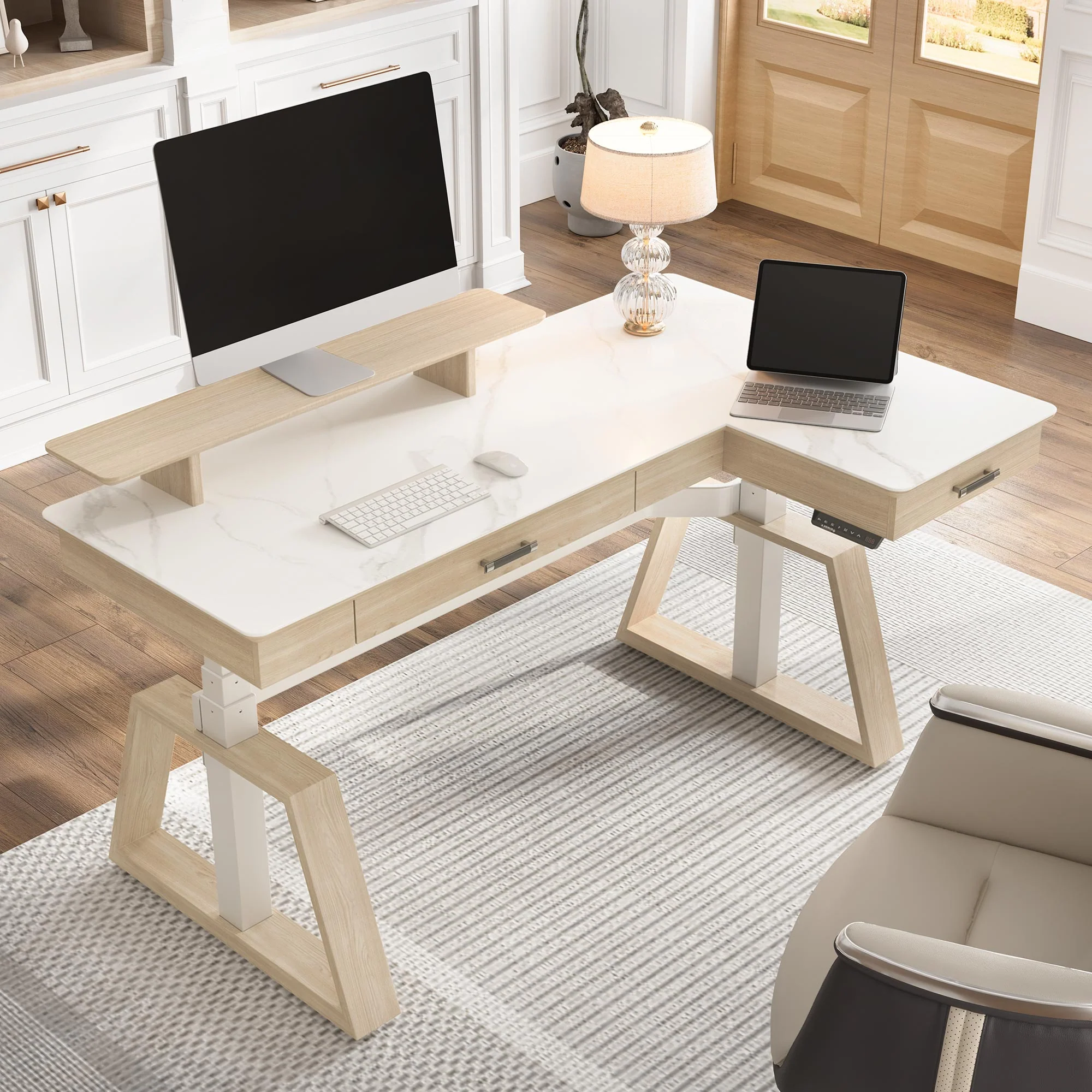 Ark Pro L-Shaped Standing Desk (Sintered Stone, 63"x23") - Image 35