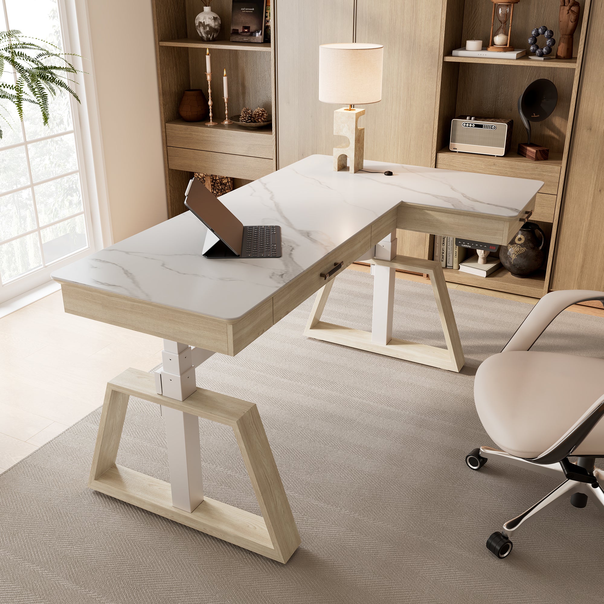 Ark Pro L-Shaped Standing Desk (Sintered Stone, 63"x23") - Image 37