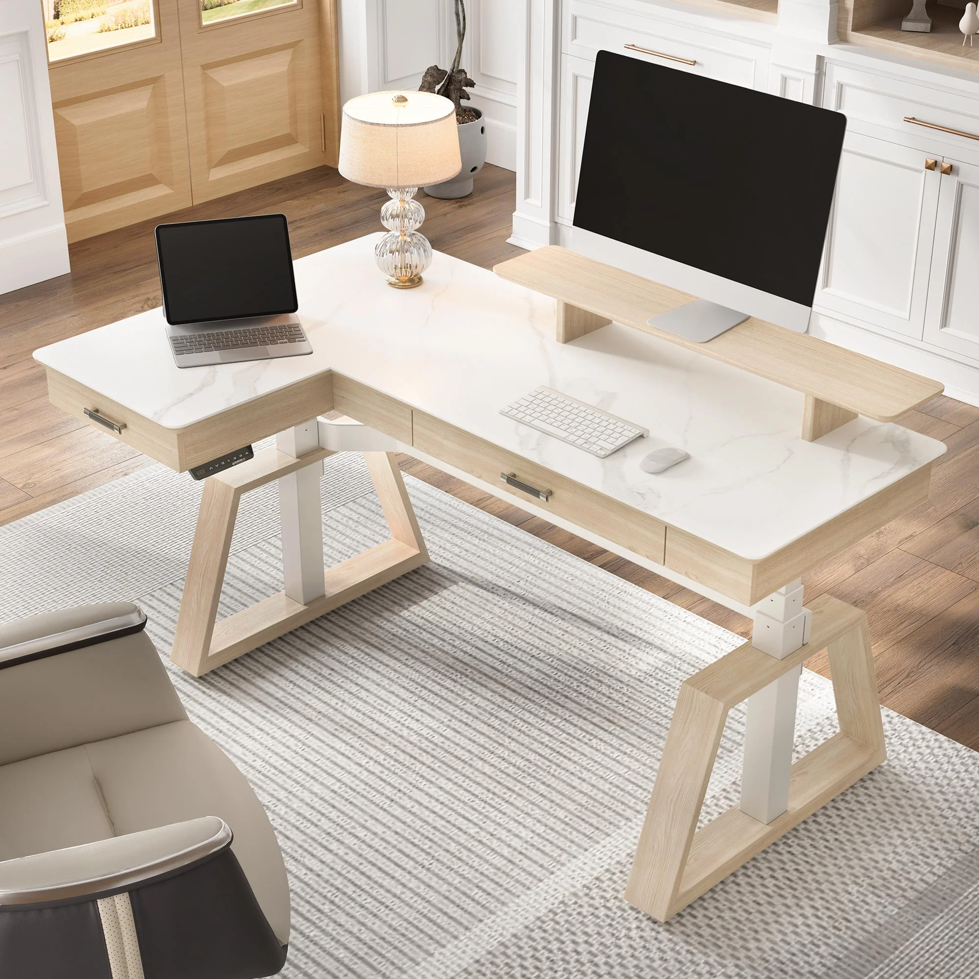 Ark Pro L-Shaped Standing Desk (Sintered Stone, 63"x23") - Image 54