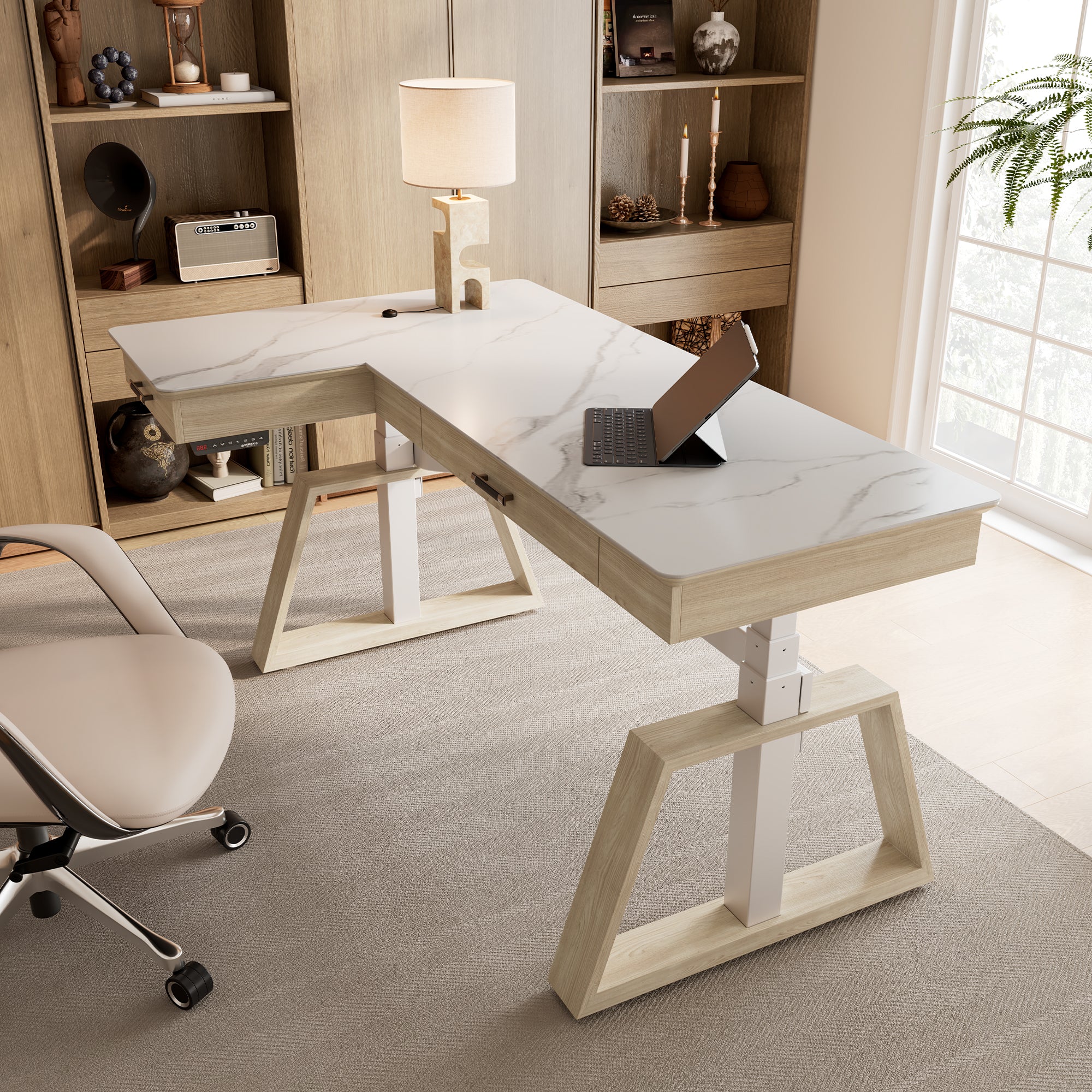 Ark Pro L-Shaped Standing Desk (Sintered Stone, 63"x23") - Image 56