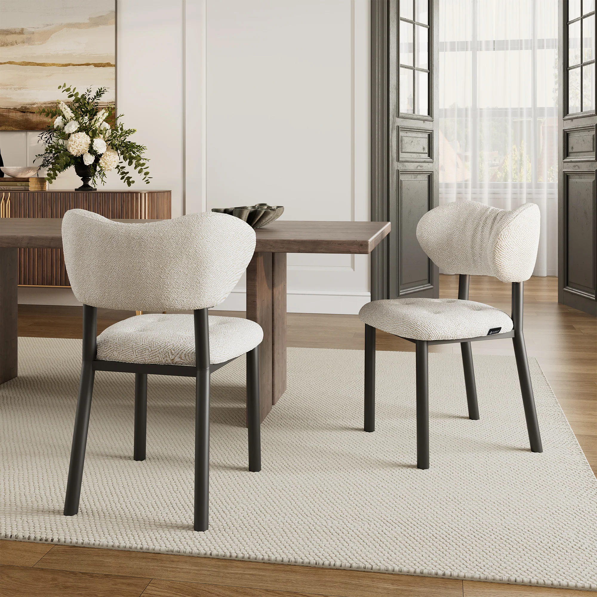 Nibbles, Upholstered Dining Side Chairs Set of 2, White - Image 6