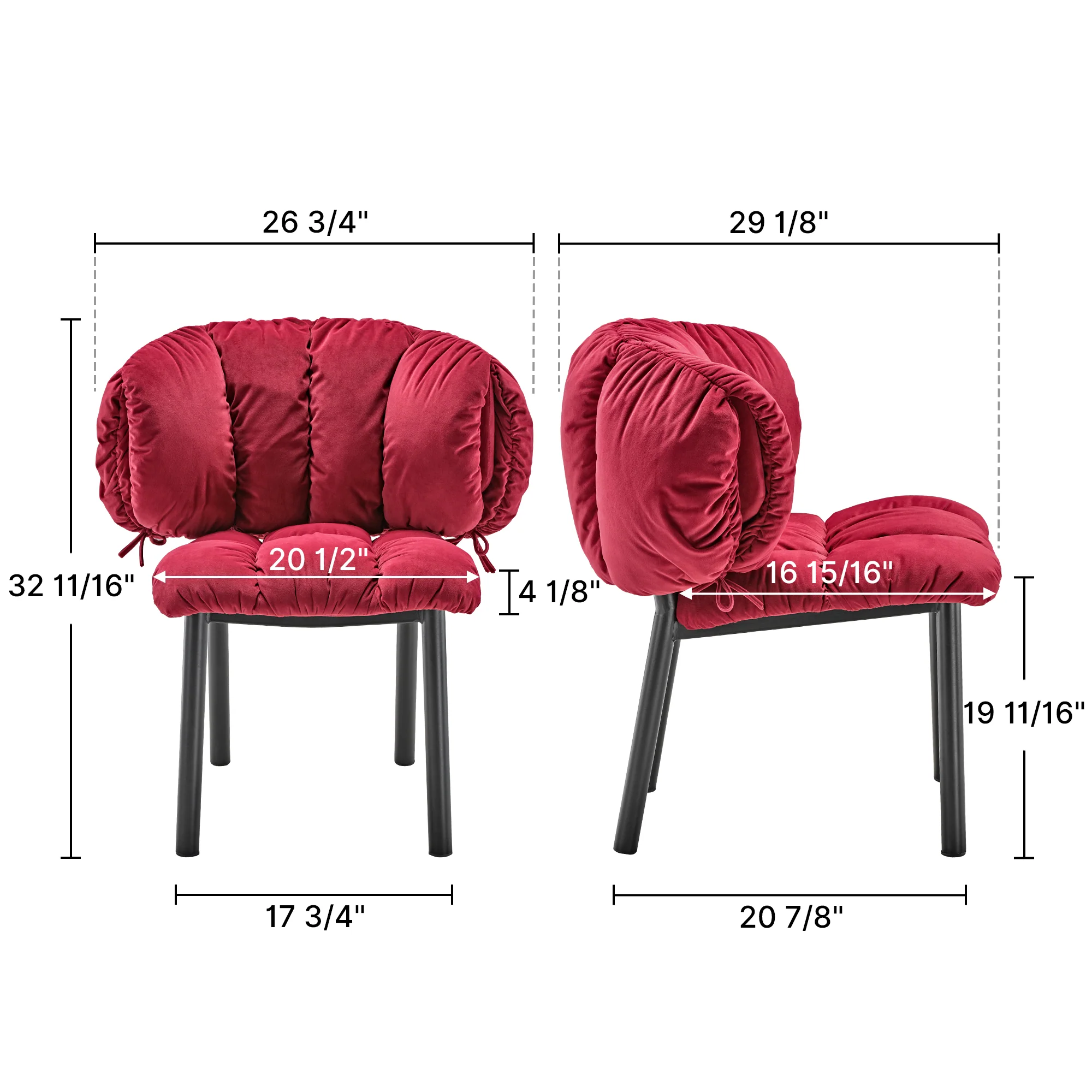 Rlesana, Velvet Dining Side Chair 1 PC, Red/Green - Image 16